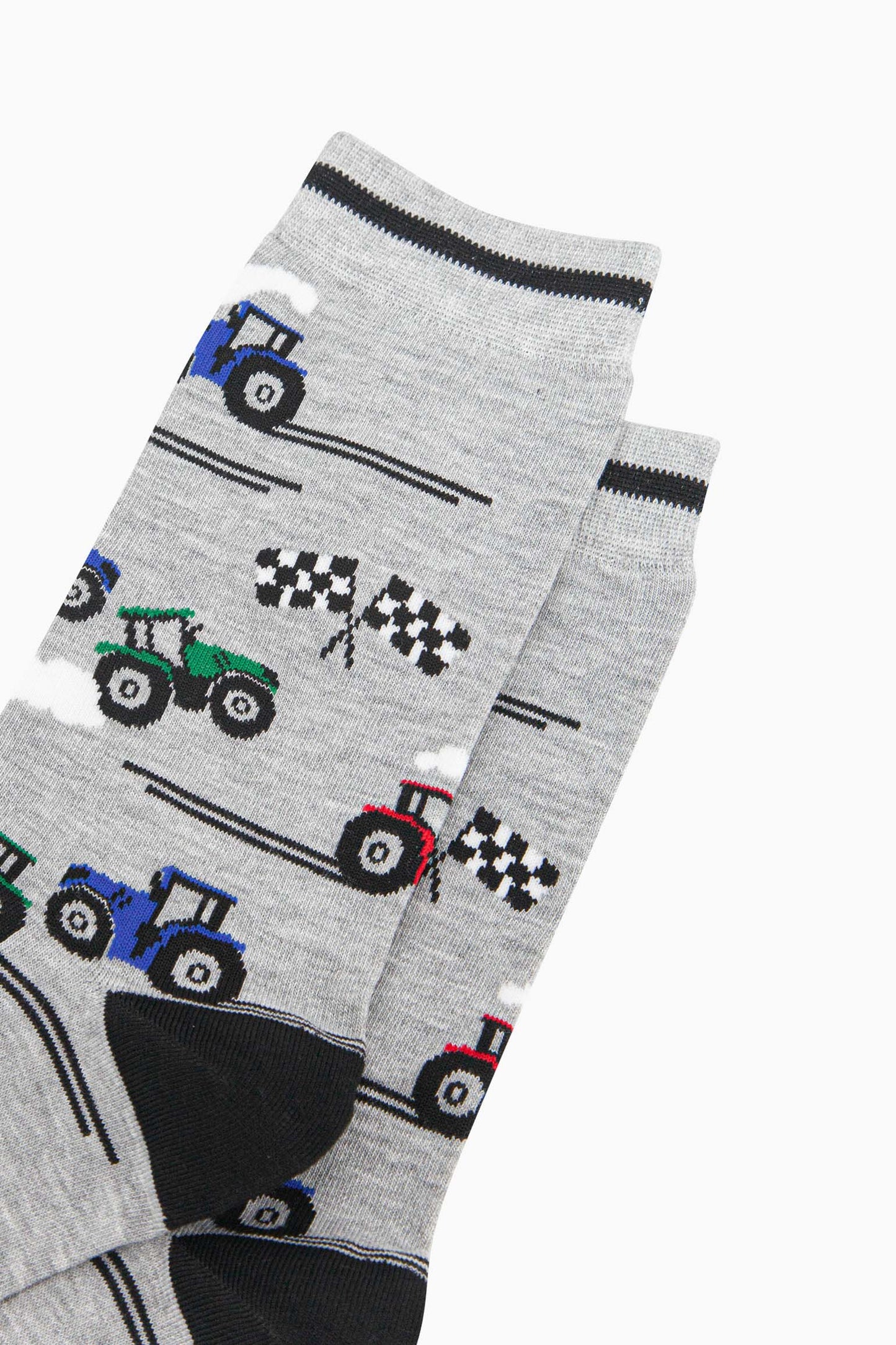 mens-bamboo-socks-grey-tractor-racing-close-up-green-blue-red-racing-farm-vehicles