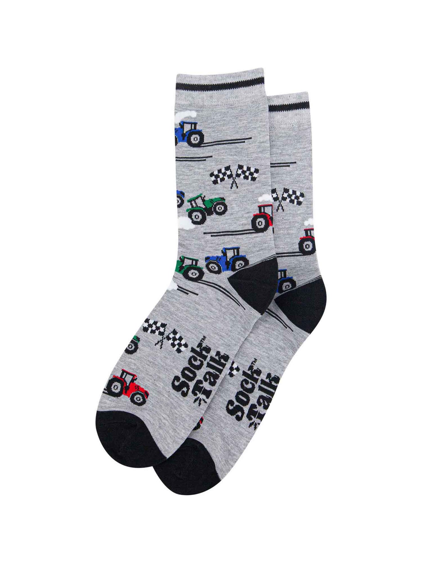 mens-bamboo-socks-grey-tractor-racing-laying-flat