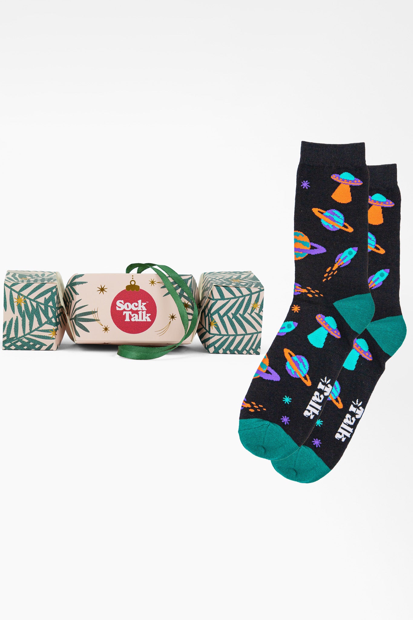 Men's Bamboo Crew Socks Christmas Cracker Gift Box - Black/Multi, UFO