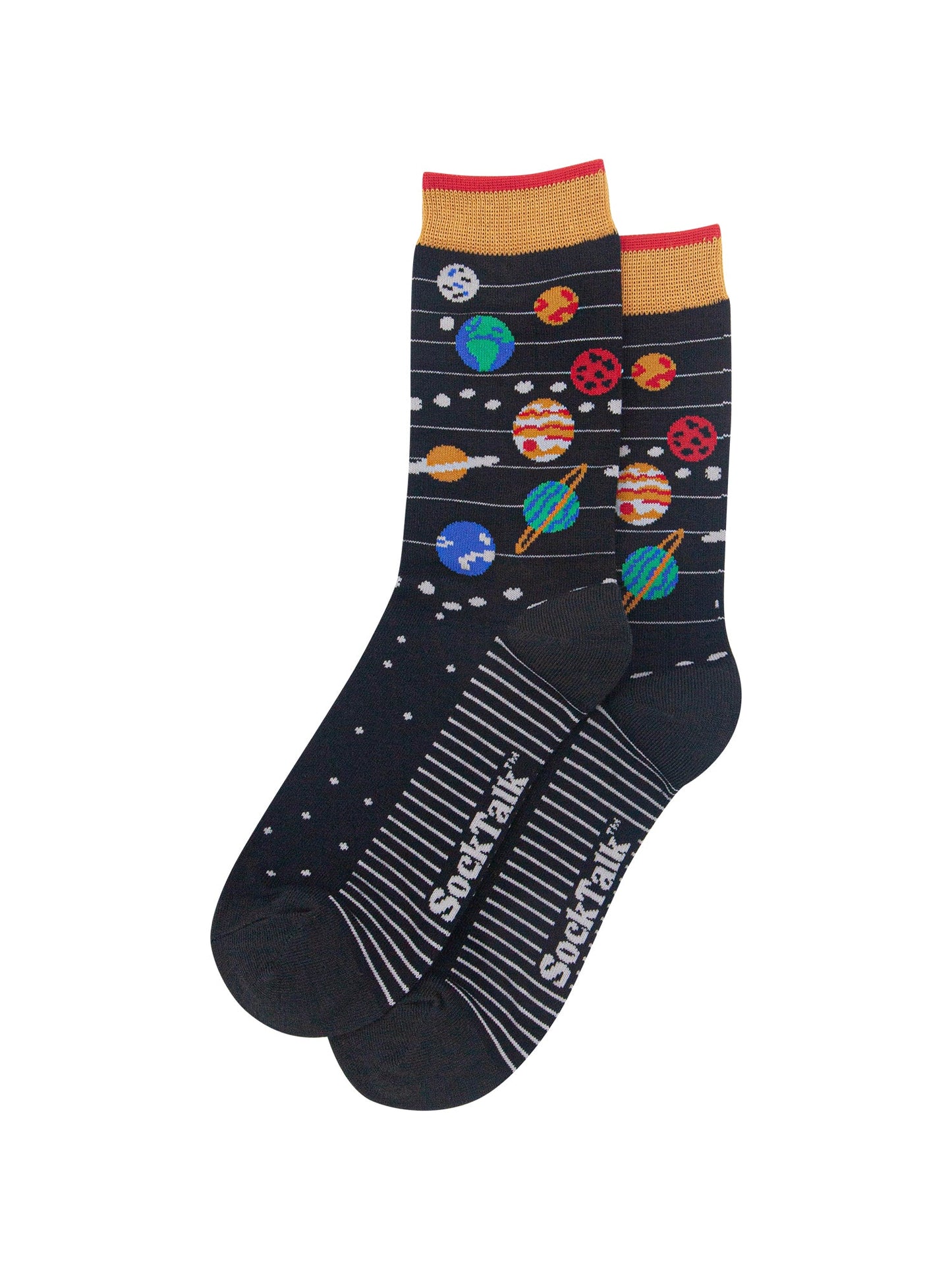 Solar-System-Men's-Bamboo-Socks-in-Black-Laid-Flat