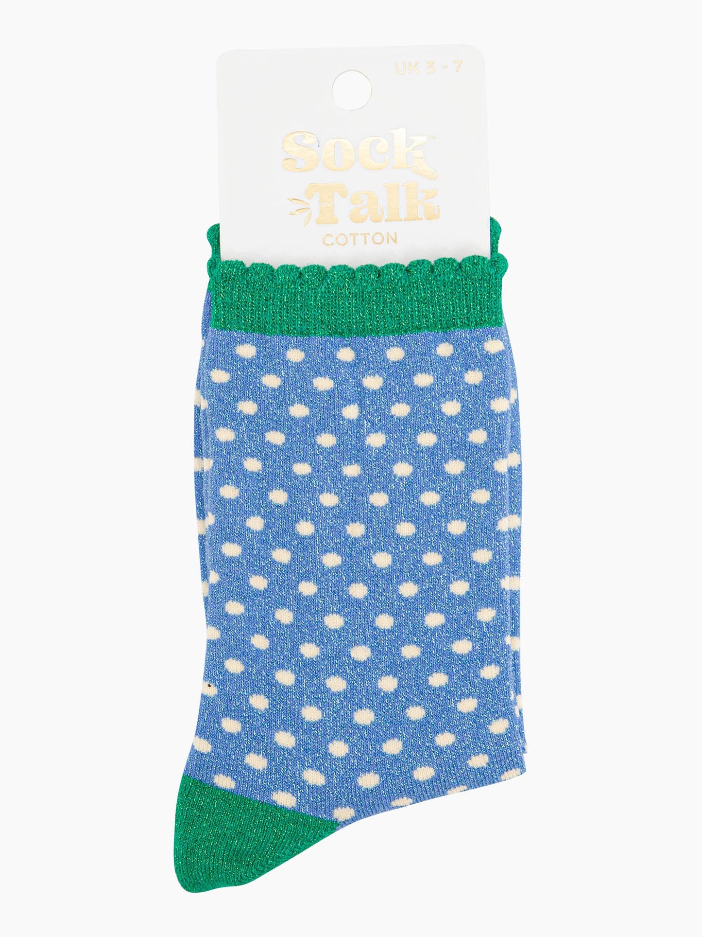 womens-glitter-socks-denim-blue-green-polka-dots-in-sock-talk-packaging-uk-size-3-7