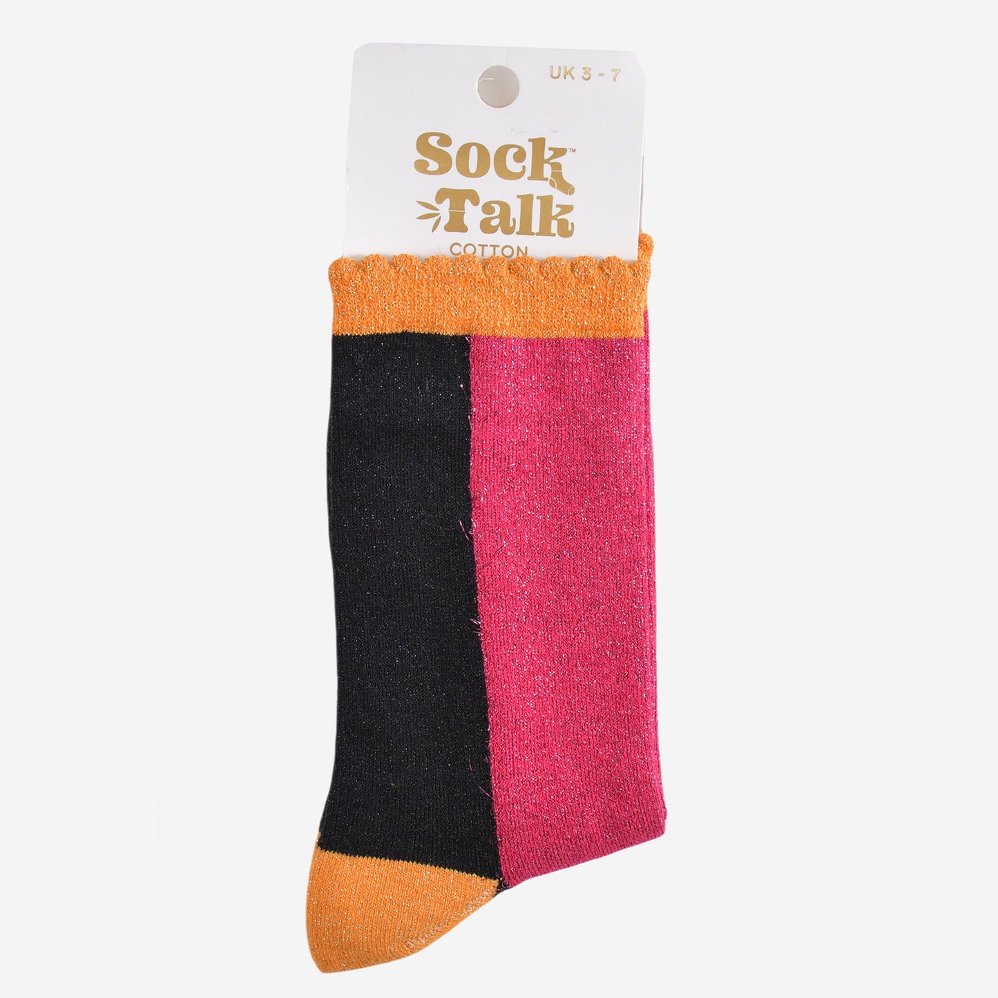 Women's Glitter Socks - Pink/Black, Colour Block