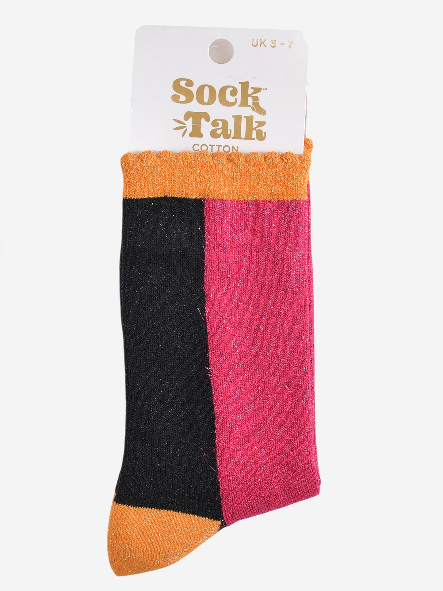 Women's Glitter Socks - Pink/Black, Colour Block