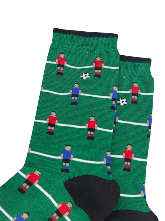 Table-Football-Men's-Bamboo-Socks-in-Green-Close-Up