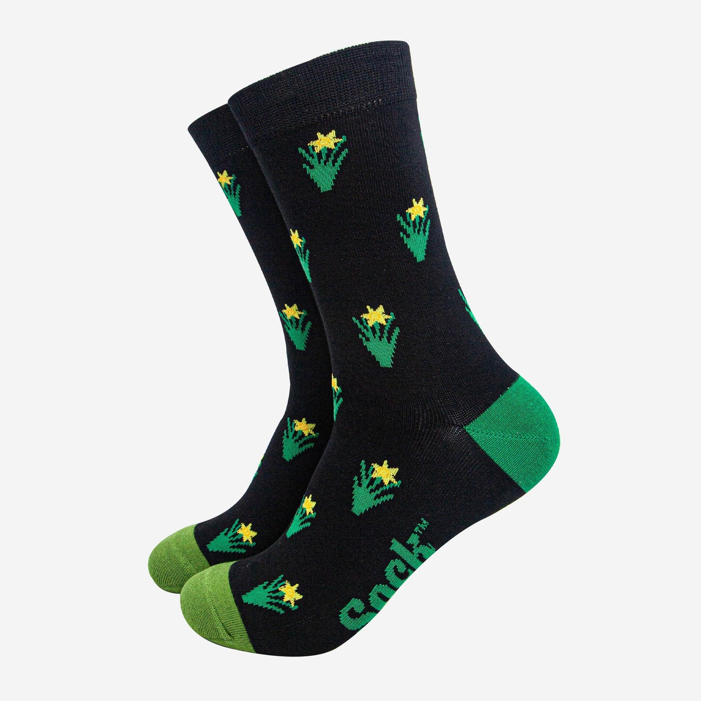 mens-bamboo-socks-black-daffodil-flowers