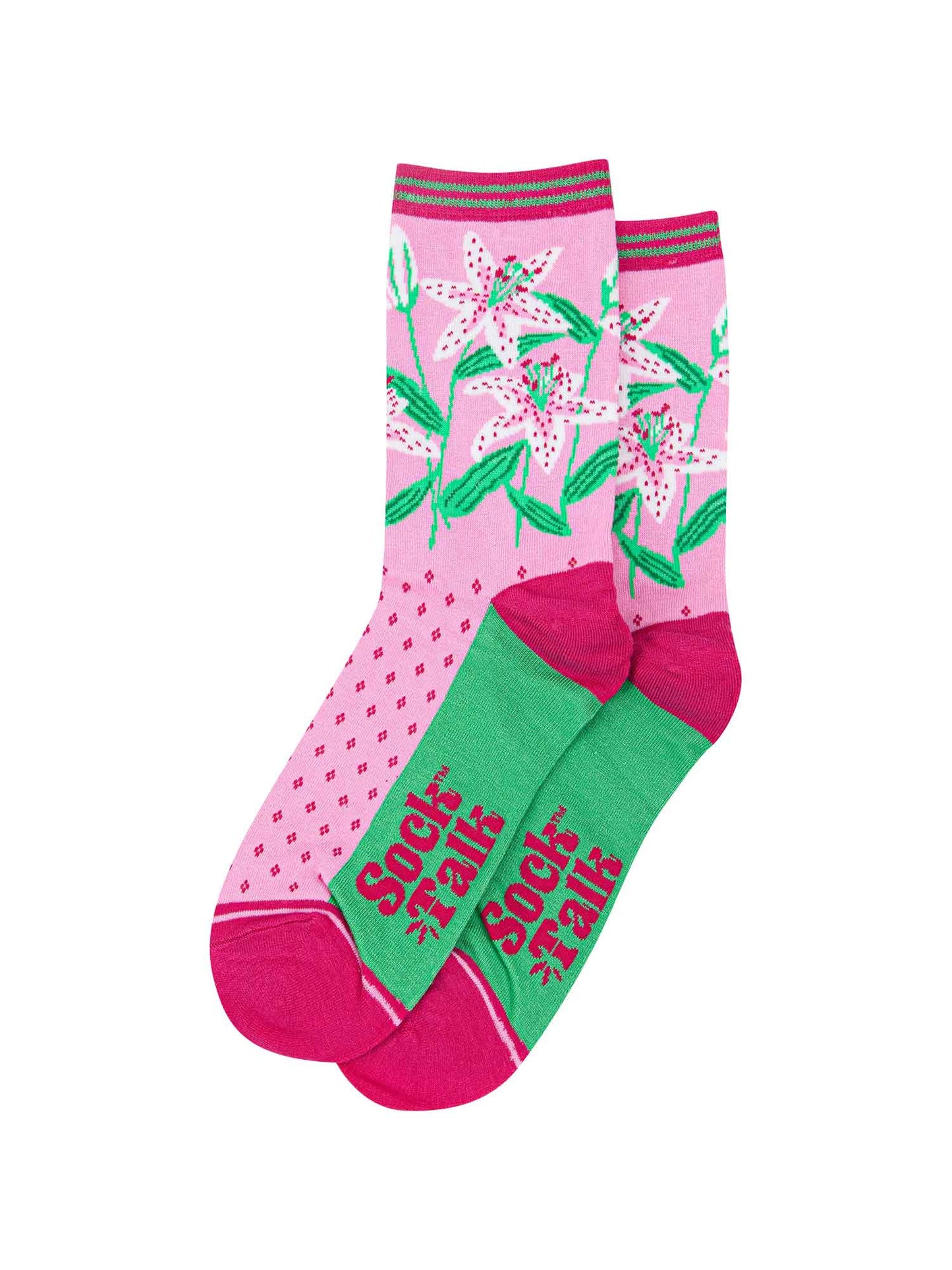 Lily Flowers Bamboo Socks in Pink