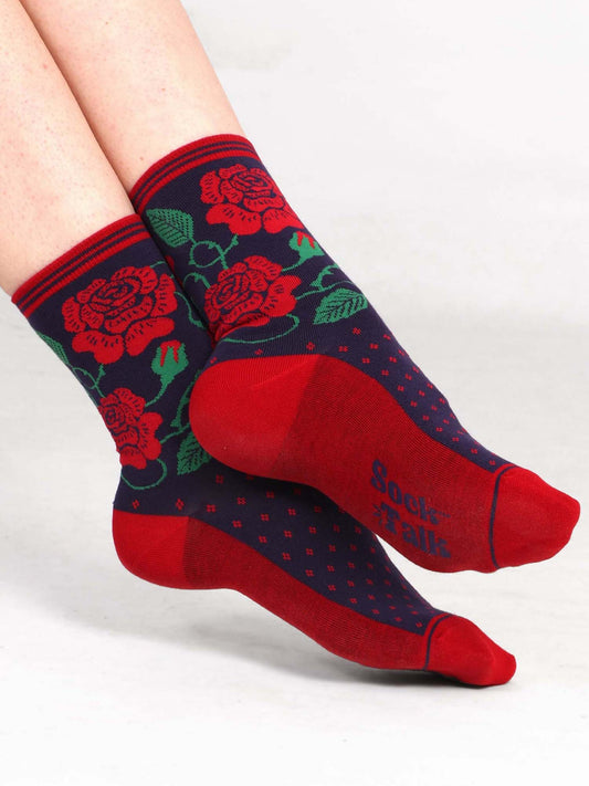 english-rose-print-bamboo-socks-navy-and-red