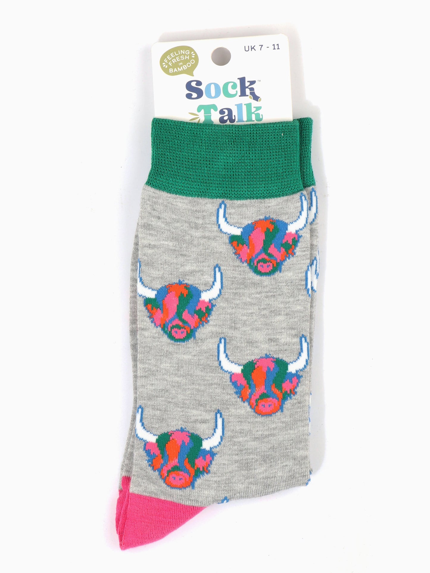 mens rainbow highland cow socks uk size 7-11