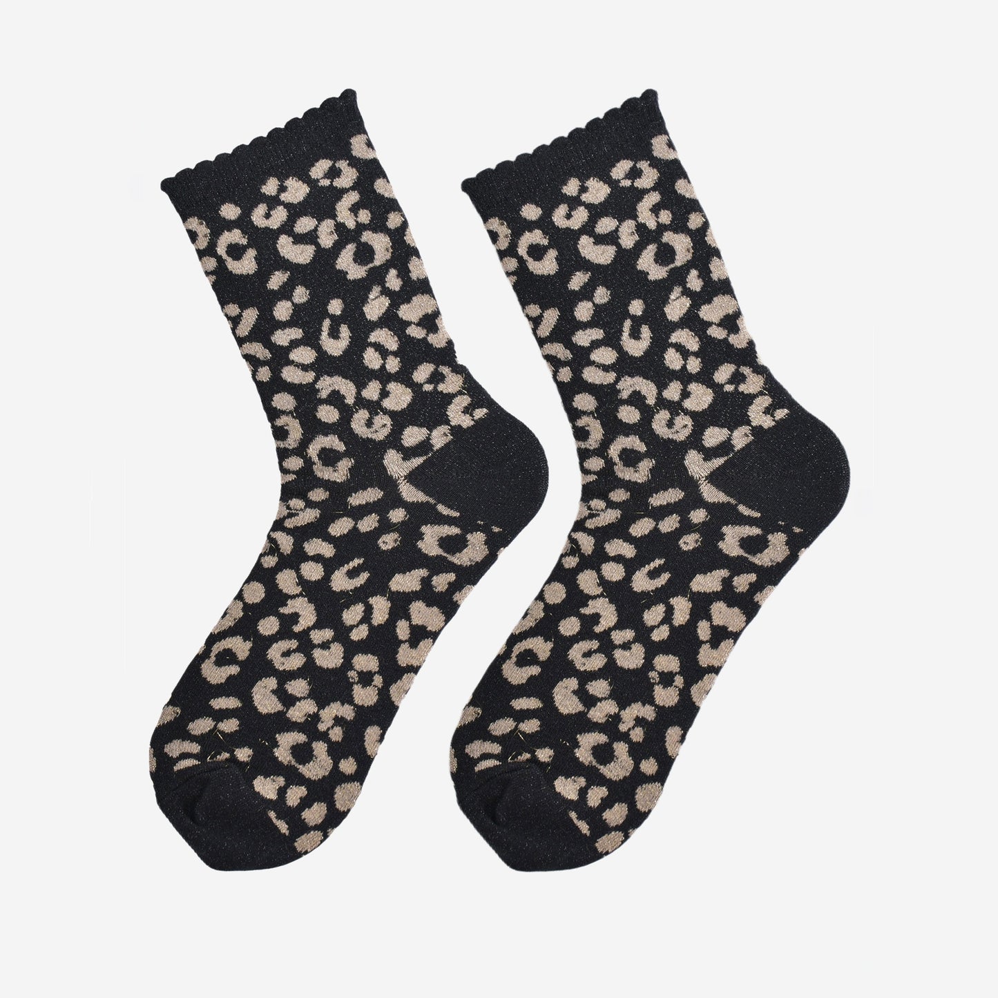 Women's Glitter Socks - Black/Gold, Leopard