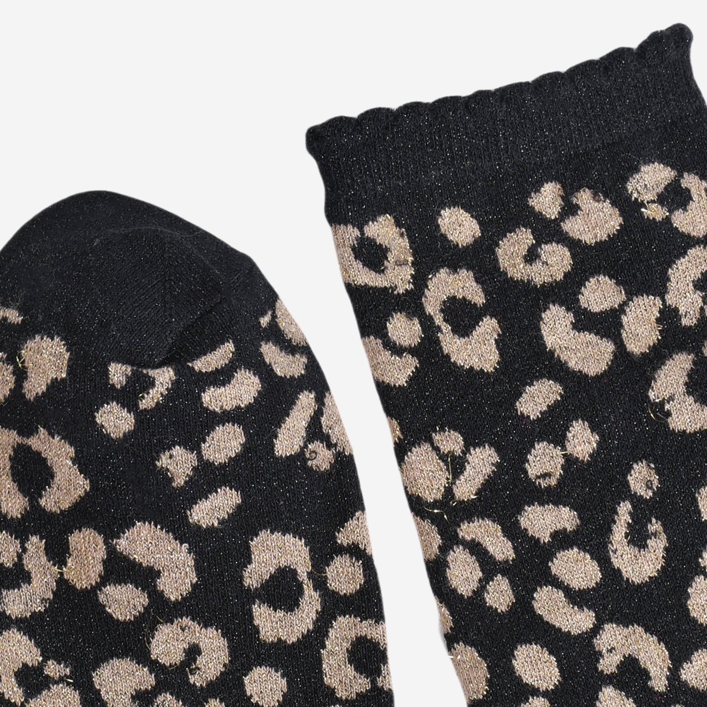 Women's Glitter Socks - Black/Gold, Leopard