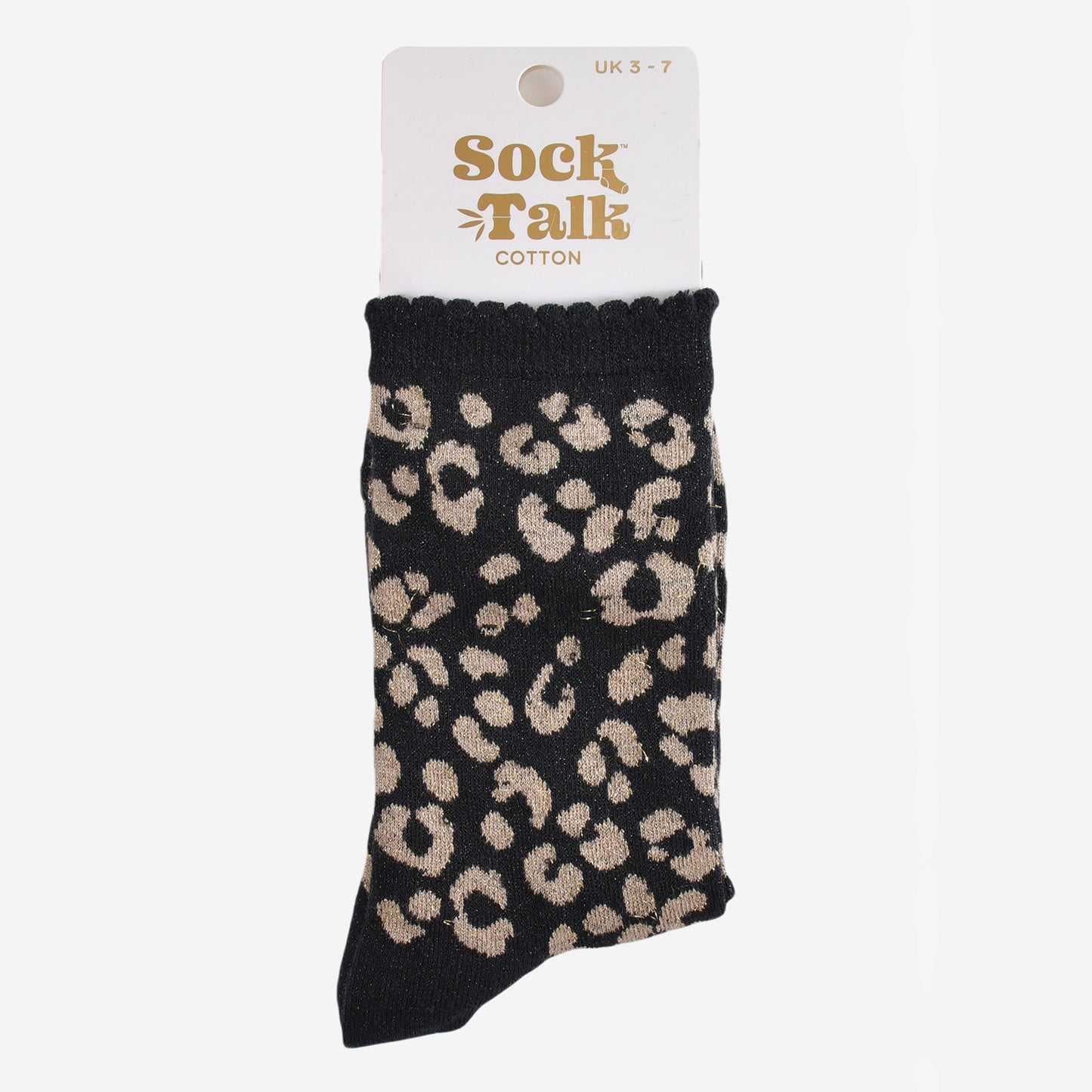 Women's Glitter Socks - Black/Gold, Leopard
