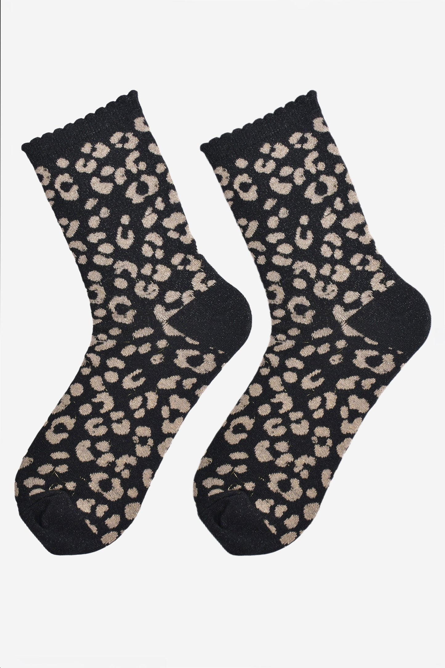 Women's Glitter Socks - Black/Gold, Leopard
