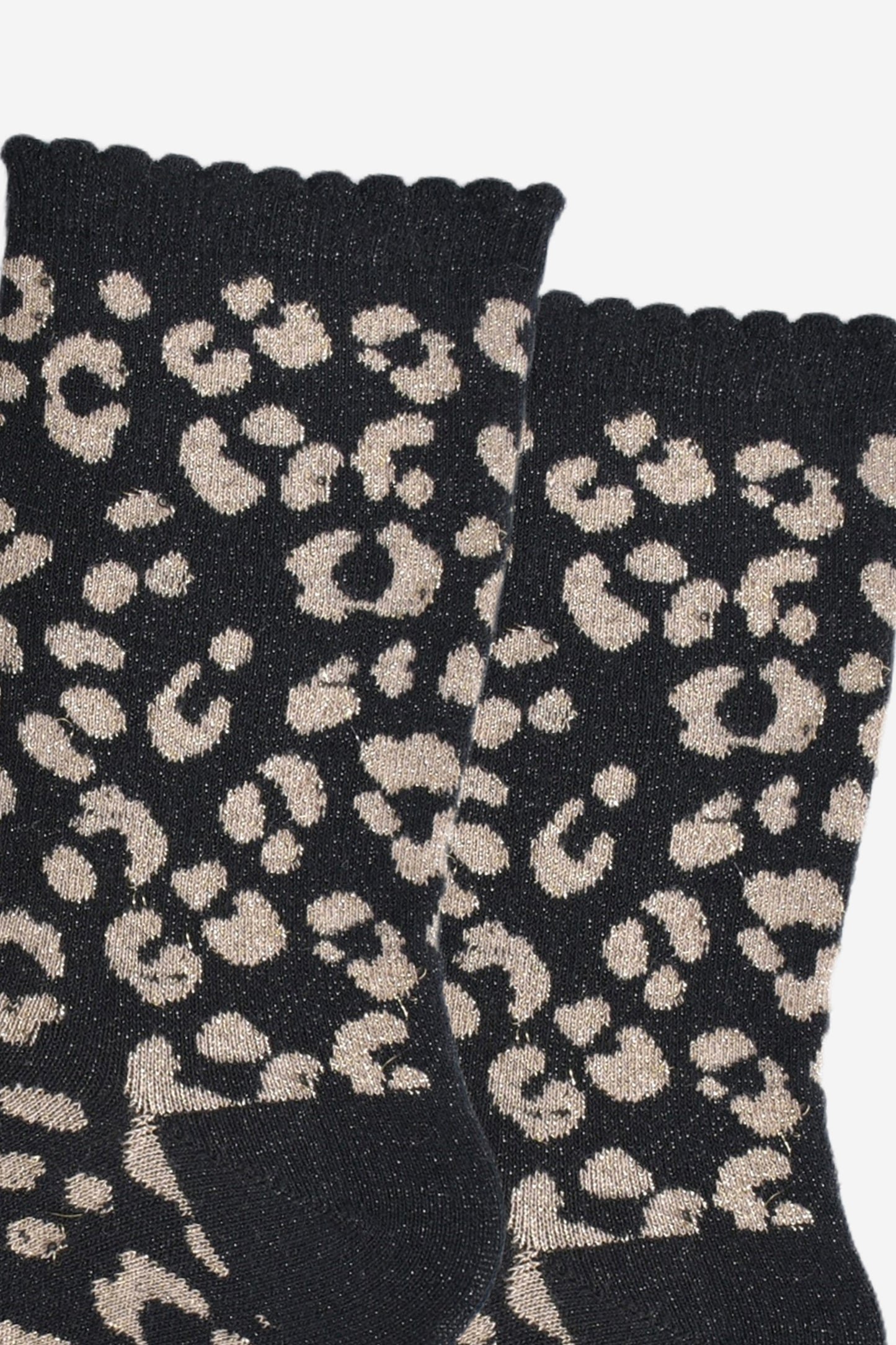 Women's Glitter Socks - Black/Gold, Leopard