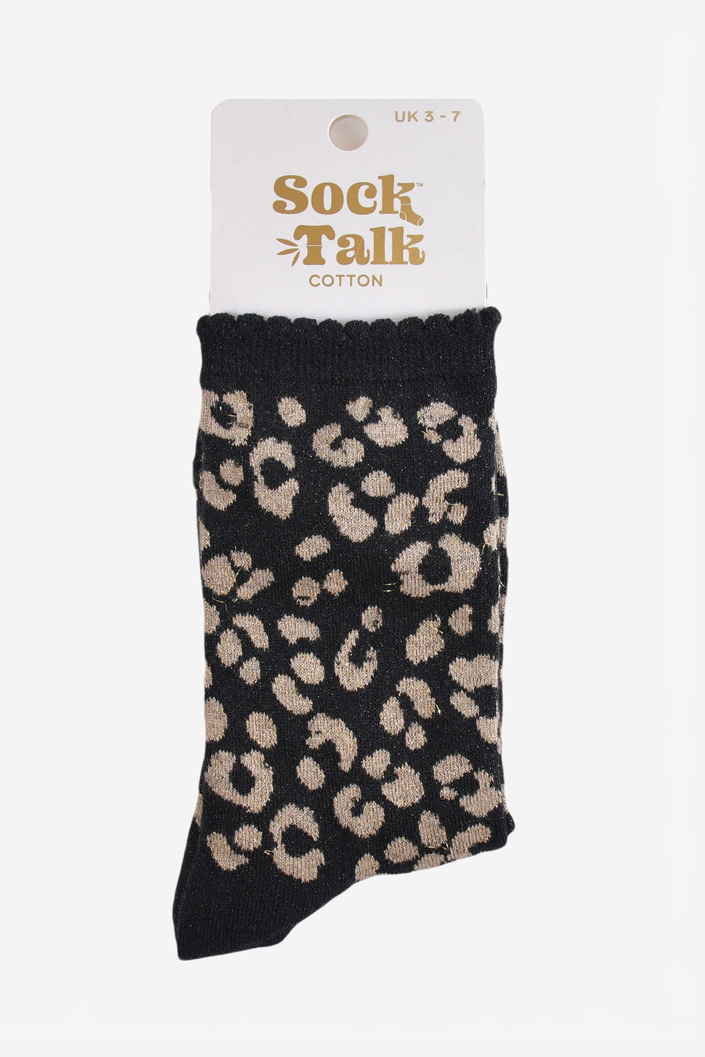 Women's Glitter Socks - Black/Gold, Leopard