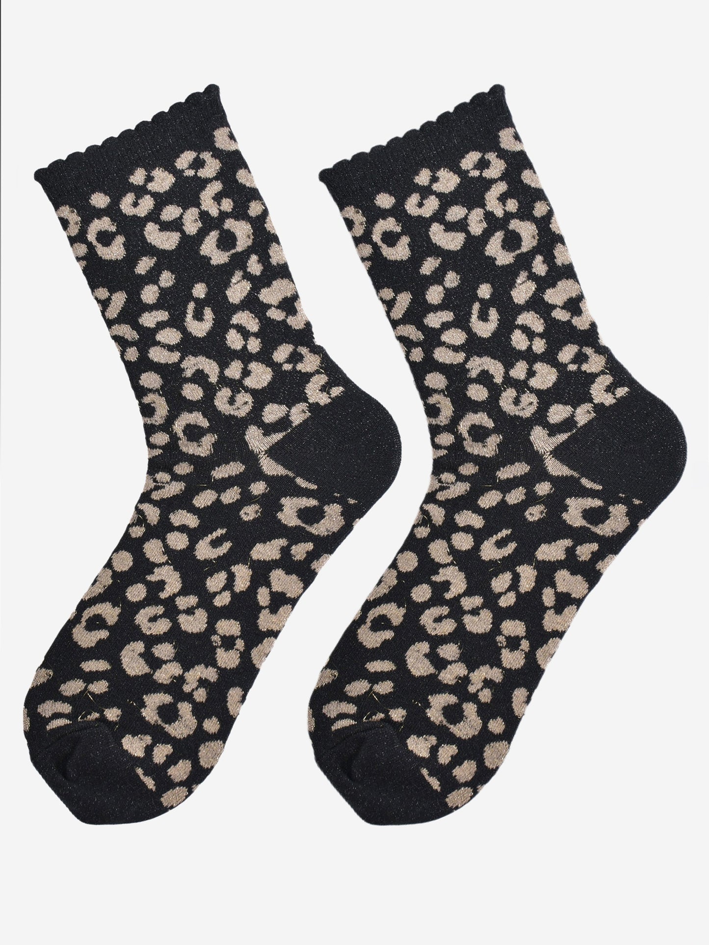 Women's Glitter Socks - Black/Gold, Leopard