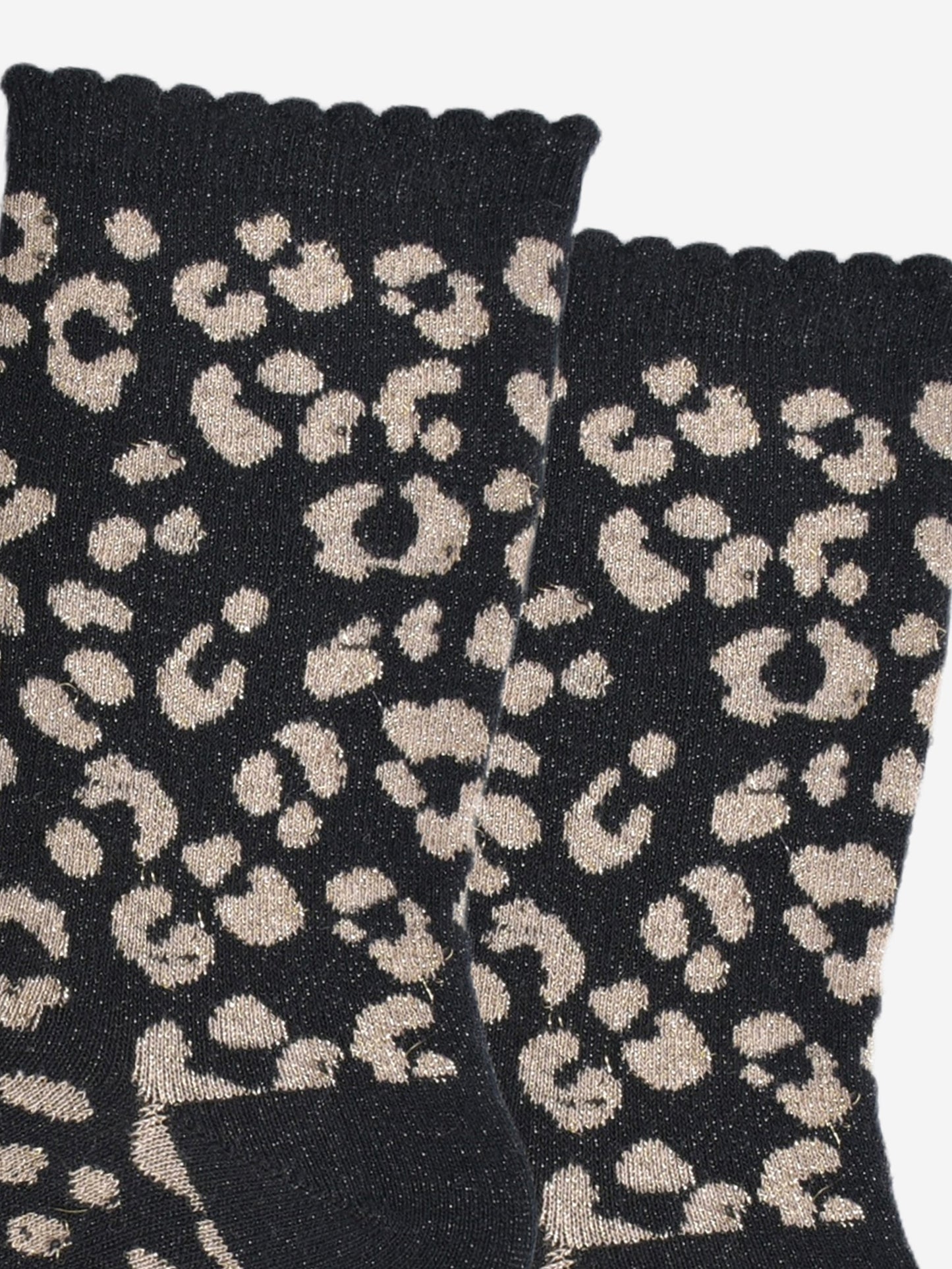 Women's Glitter Socks - Black/Gold, Leopard