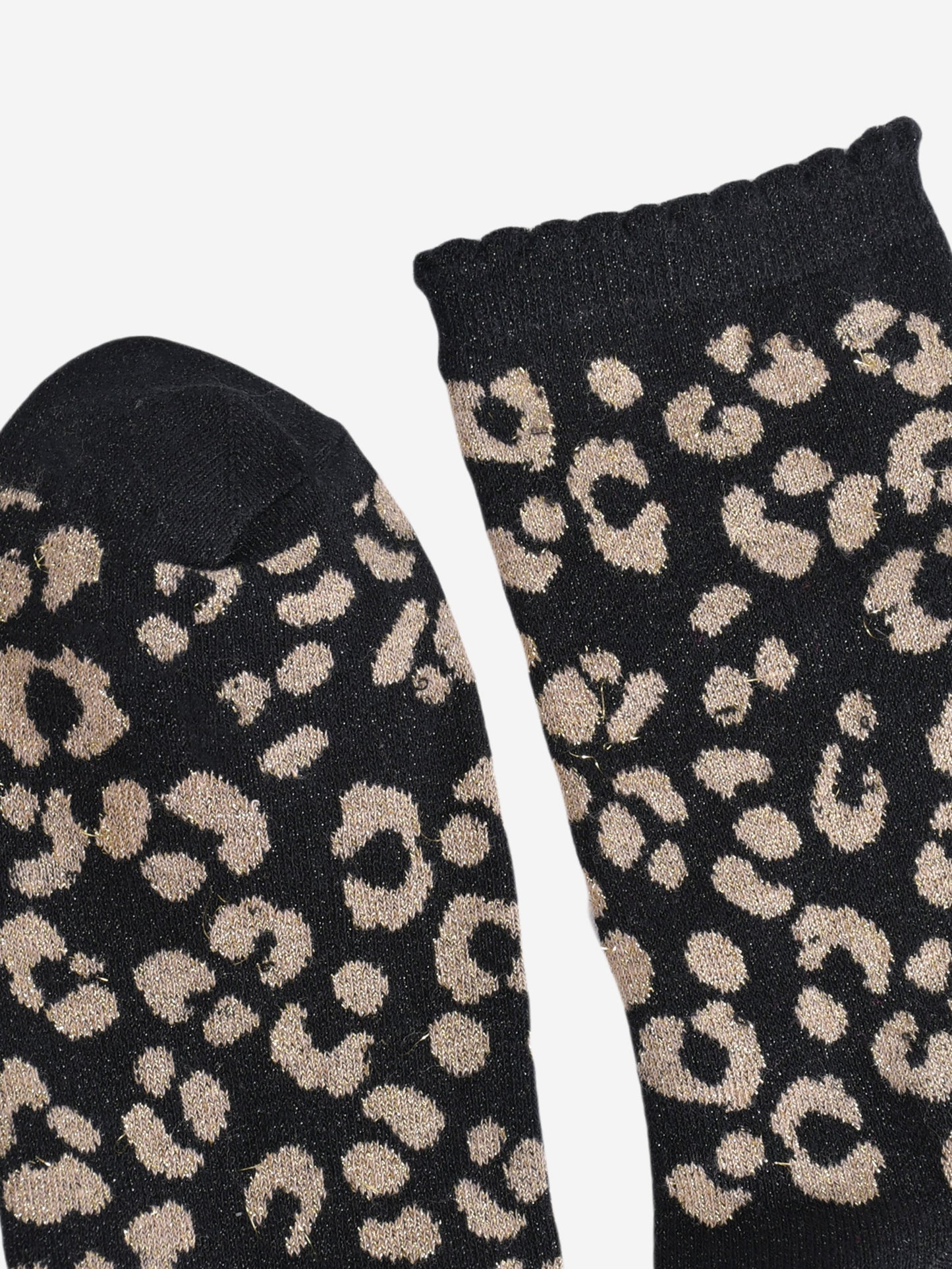 Women's Glitter Socks - Black/Gold, Leopard