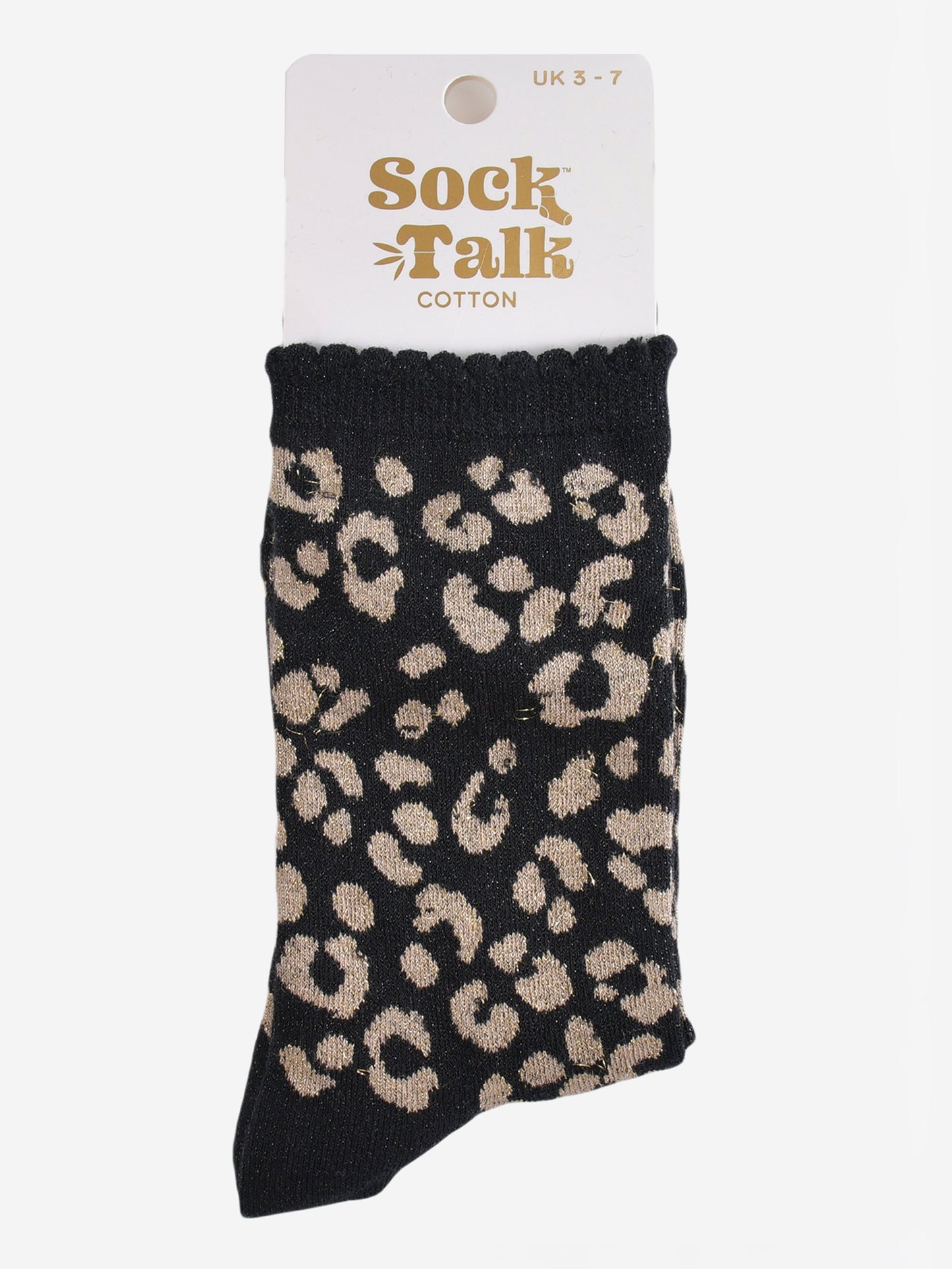 Women's Glitter Socks - Black/Gold, Leopard