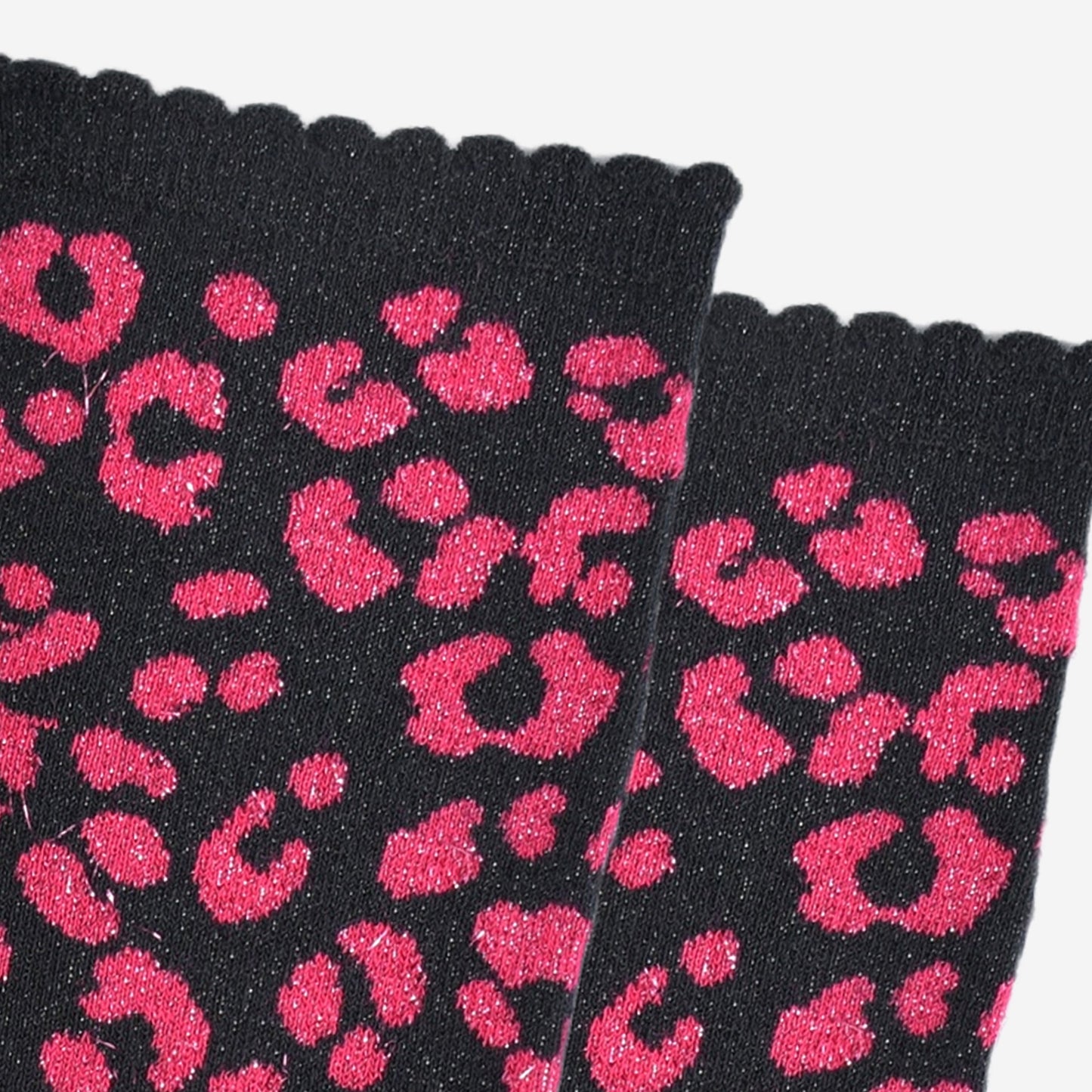 Women's Glitter Socks - Pink/Black, Leopard