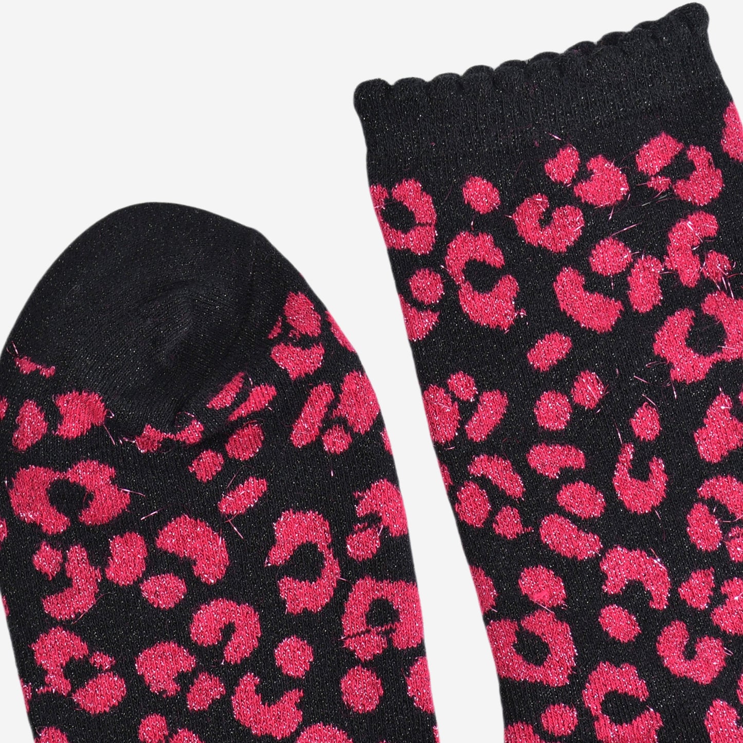 Women's Glitter Socks - Pink/Black, Leopard