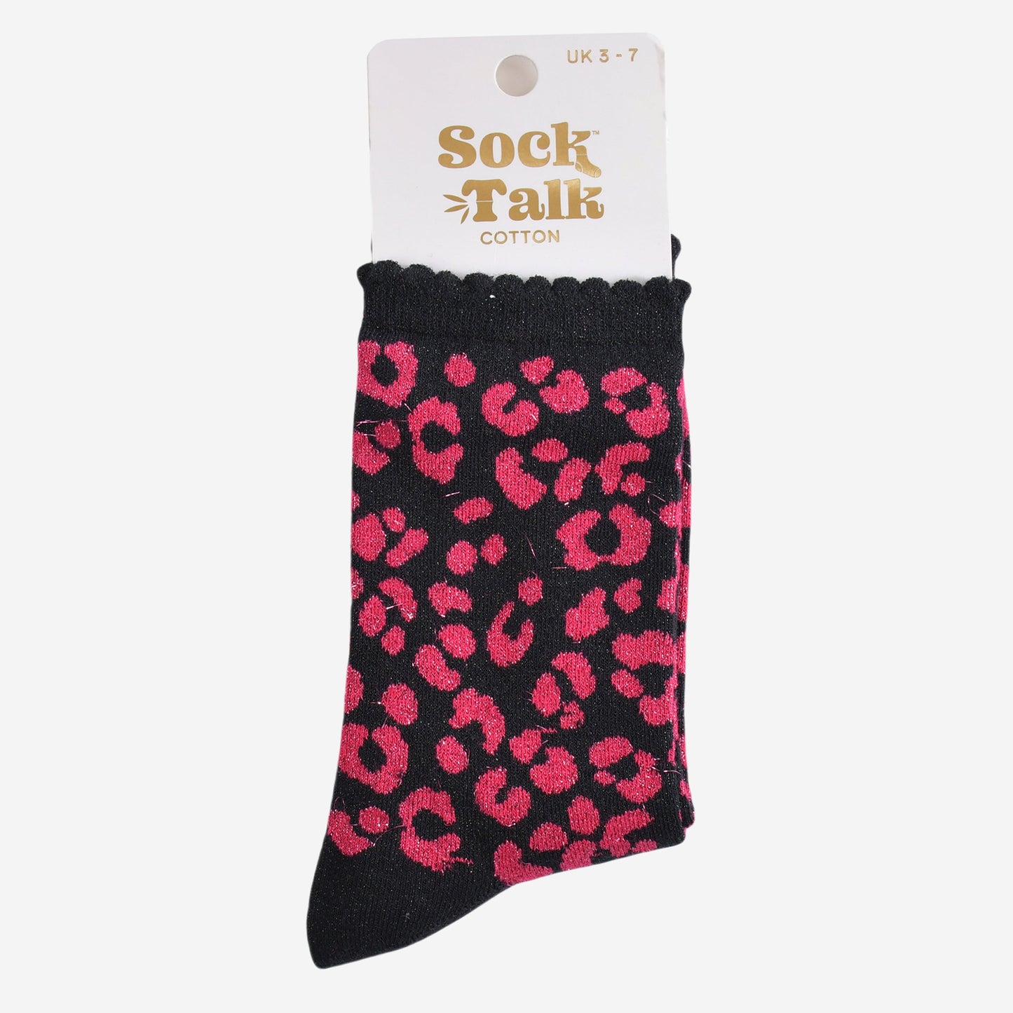 Women's Glitter Socks - Pink/Black, Leopard