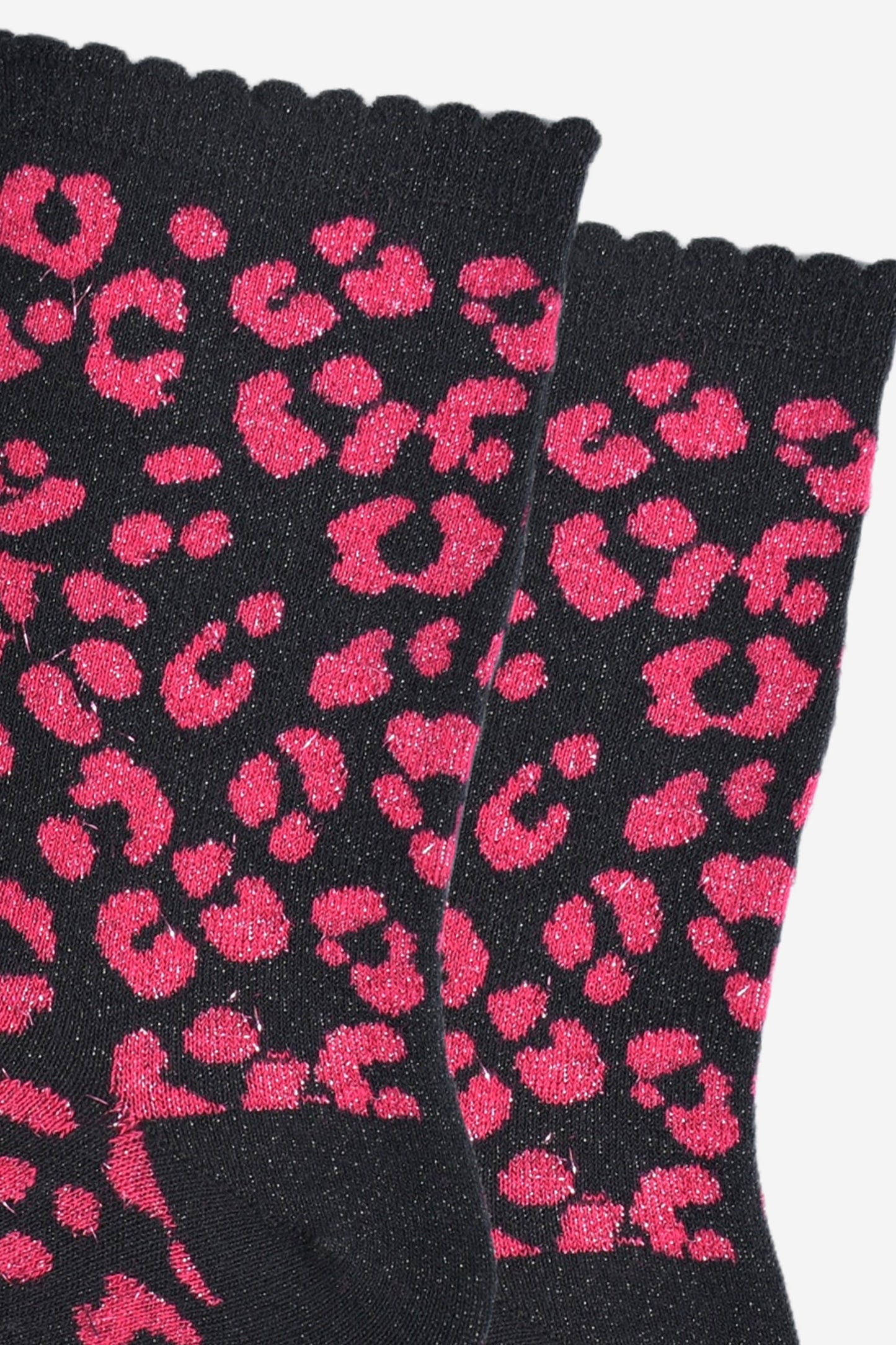 Women's Glitter Socks - Pink/Black, Leopard