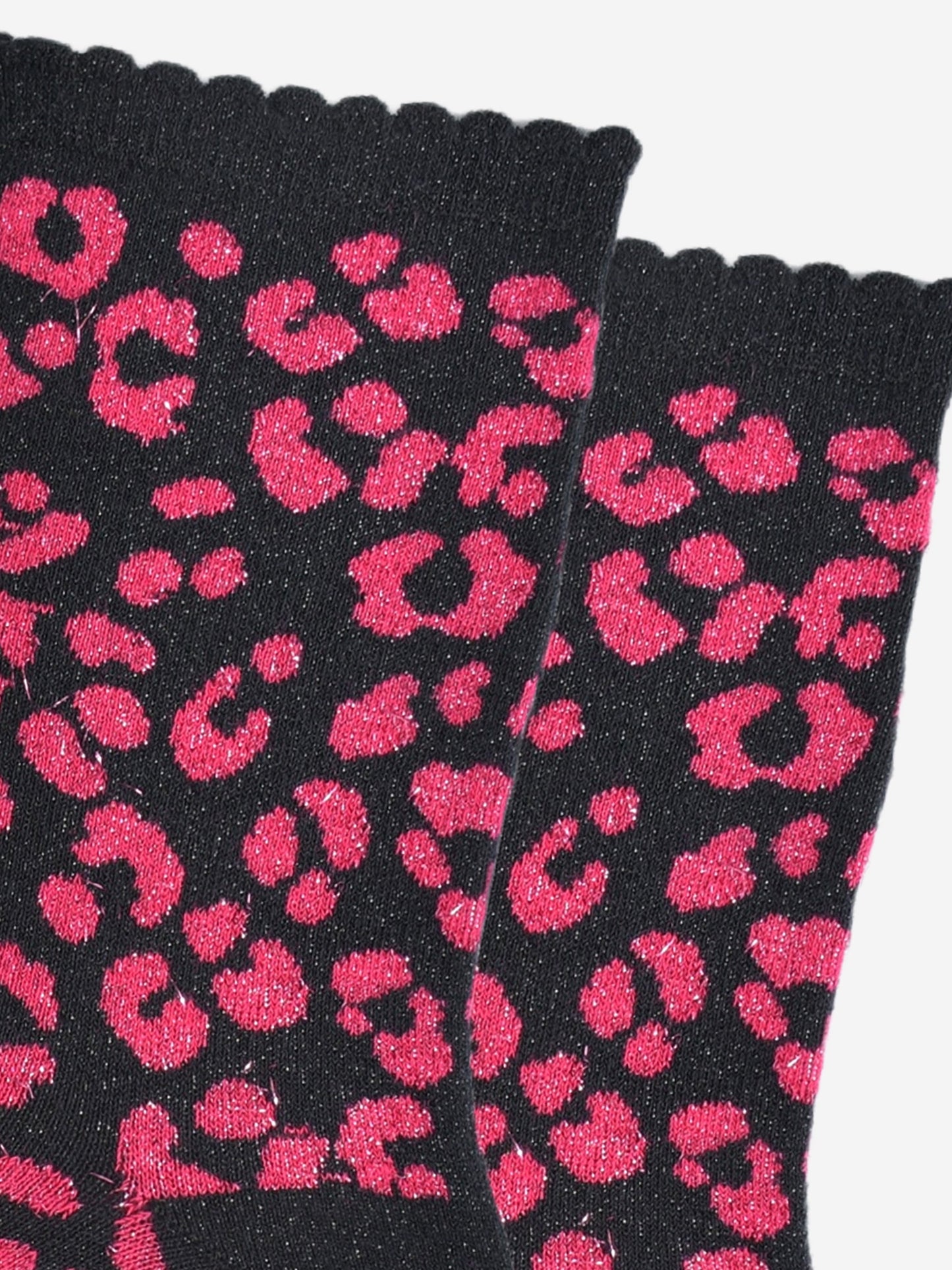 Women's Glitter Socks - Pink/Black, Leopard