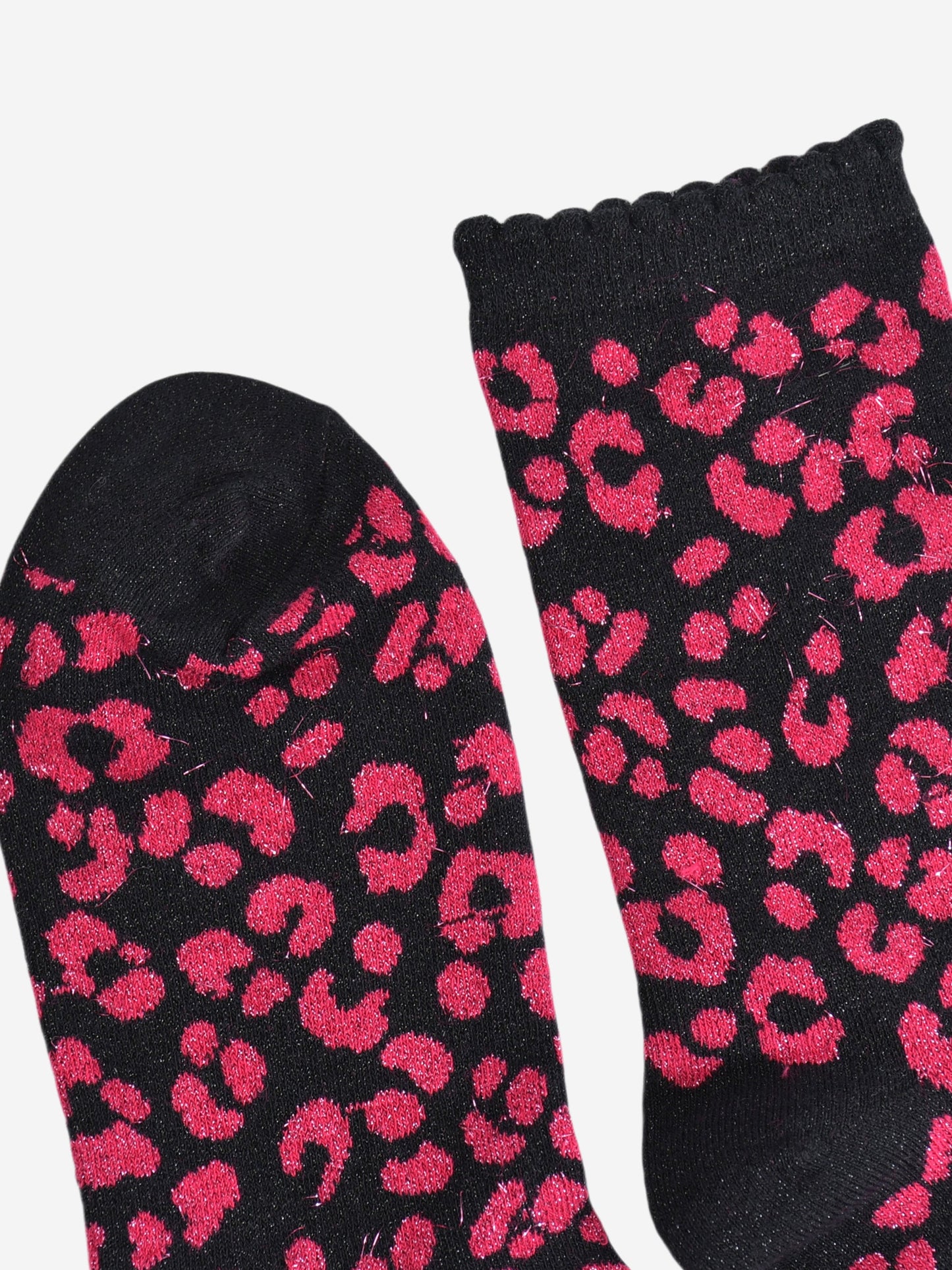Women's Glitter Socks - Pink/Black, Leopard