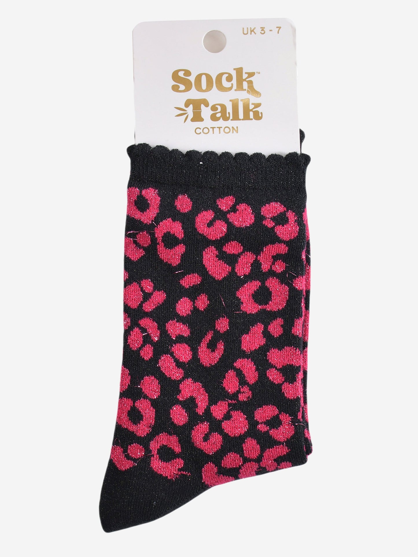 Women's Glitter Socks - Pink/Black, Leopard