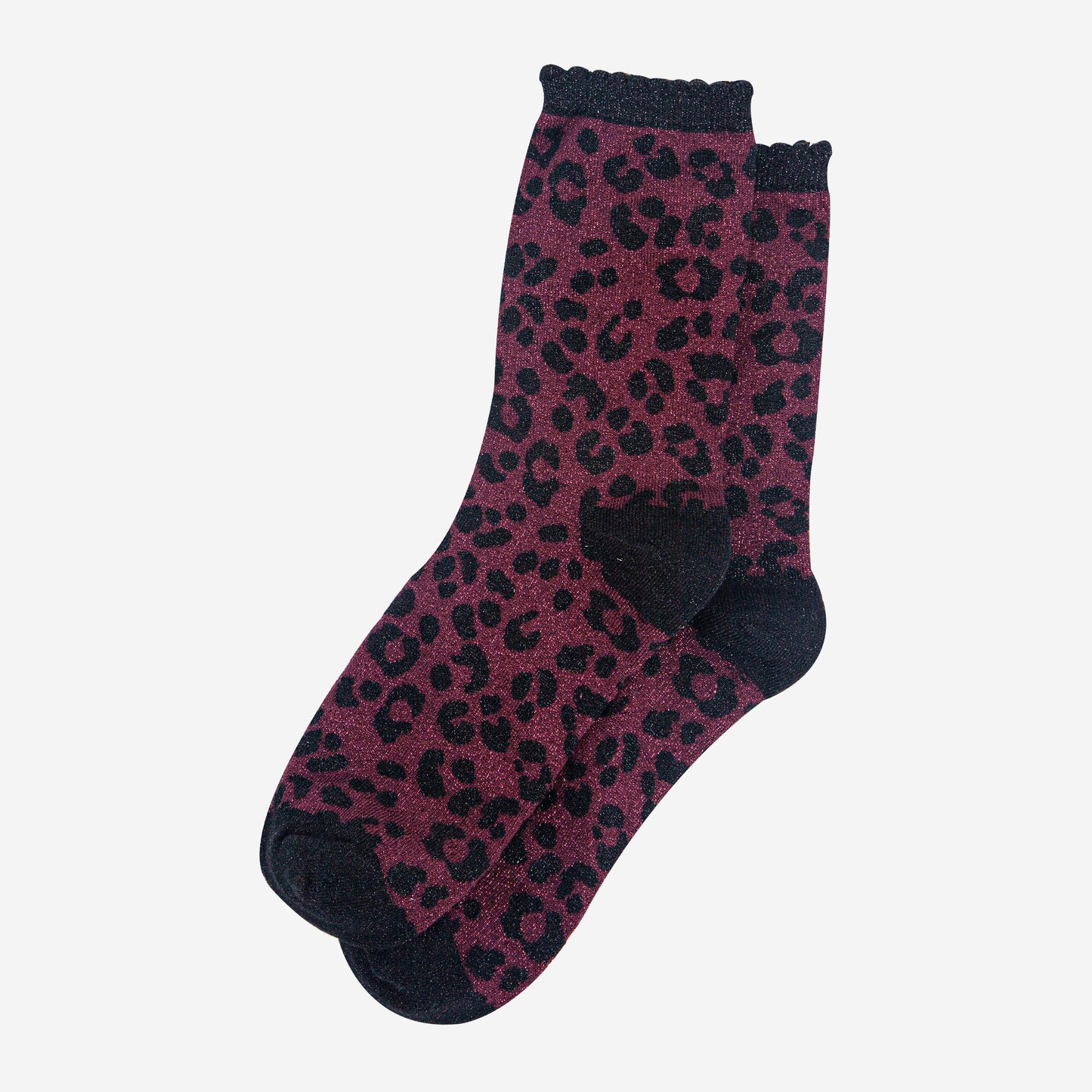 womens-berry-leopard-print-glitter-socks-laying-flat