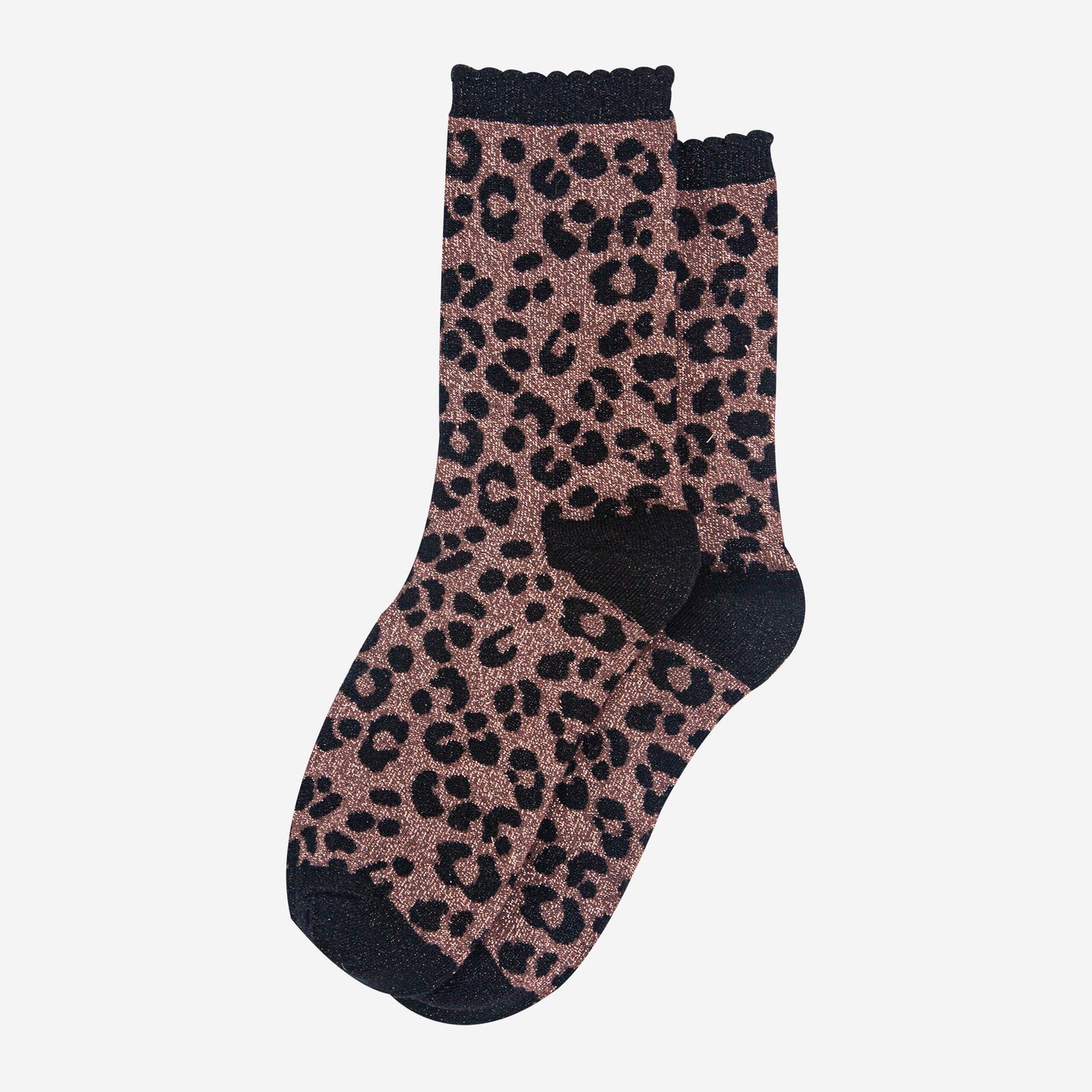 womens-chocolate-leopard-print-glitter-socks-laying-flat