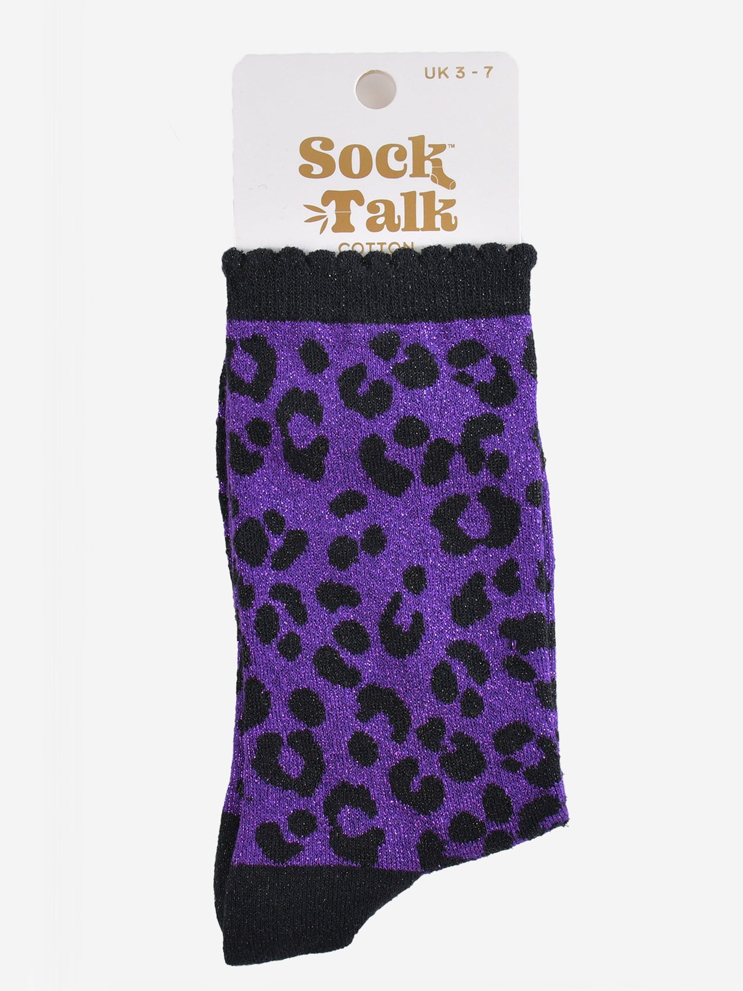 Women's Glitter Socks - Purple/Black, Leopard