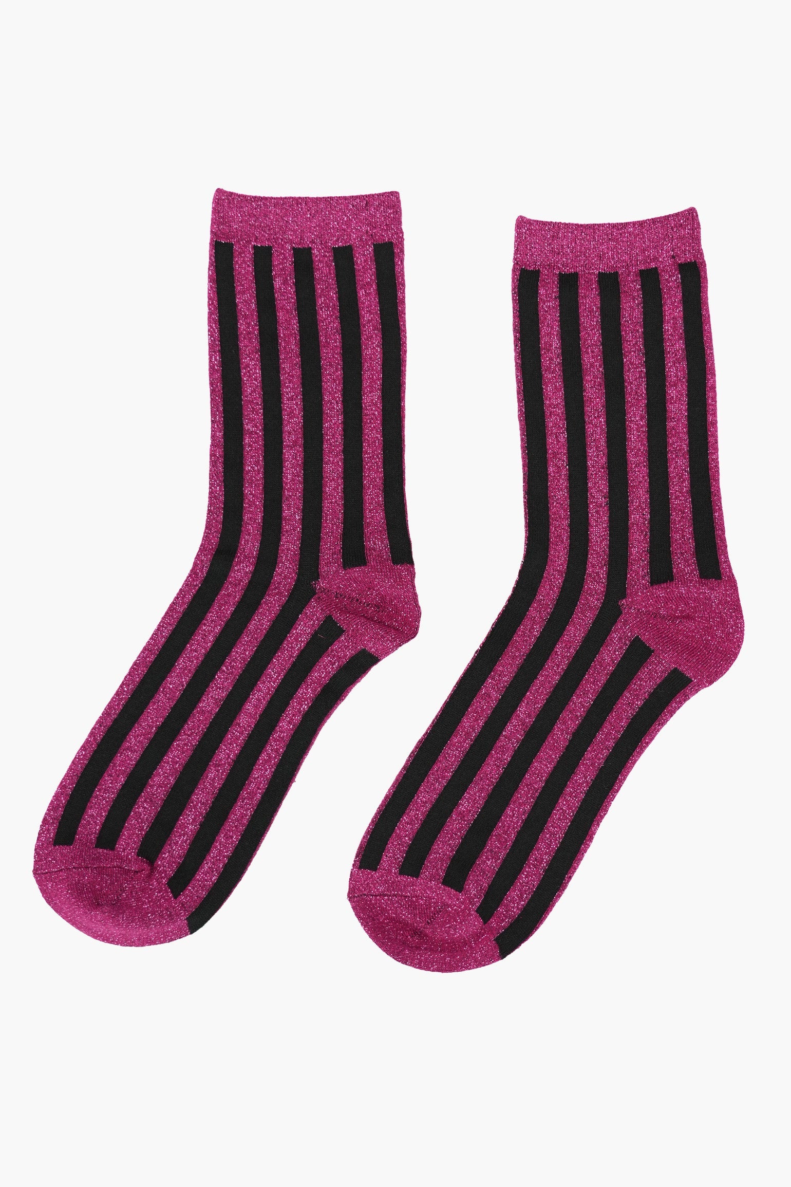 womens-berry-vertical-stripe-glitter-socks-laying-flat