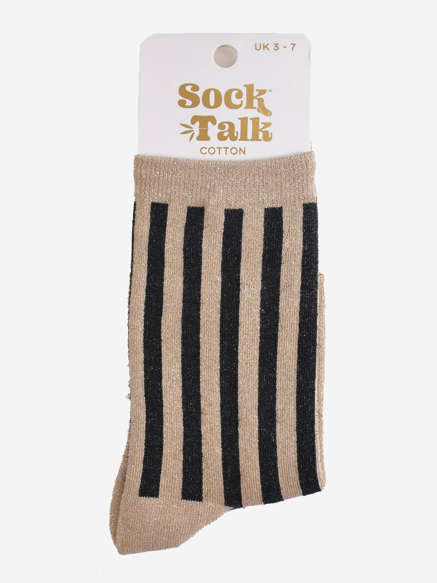 Women's Glitter Socks - Gold/Black, Vertical Stripe