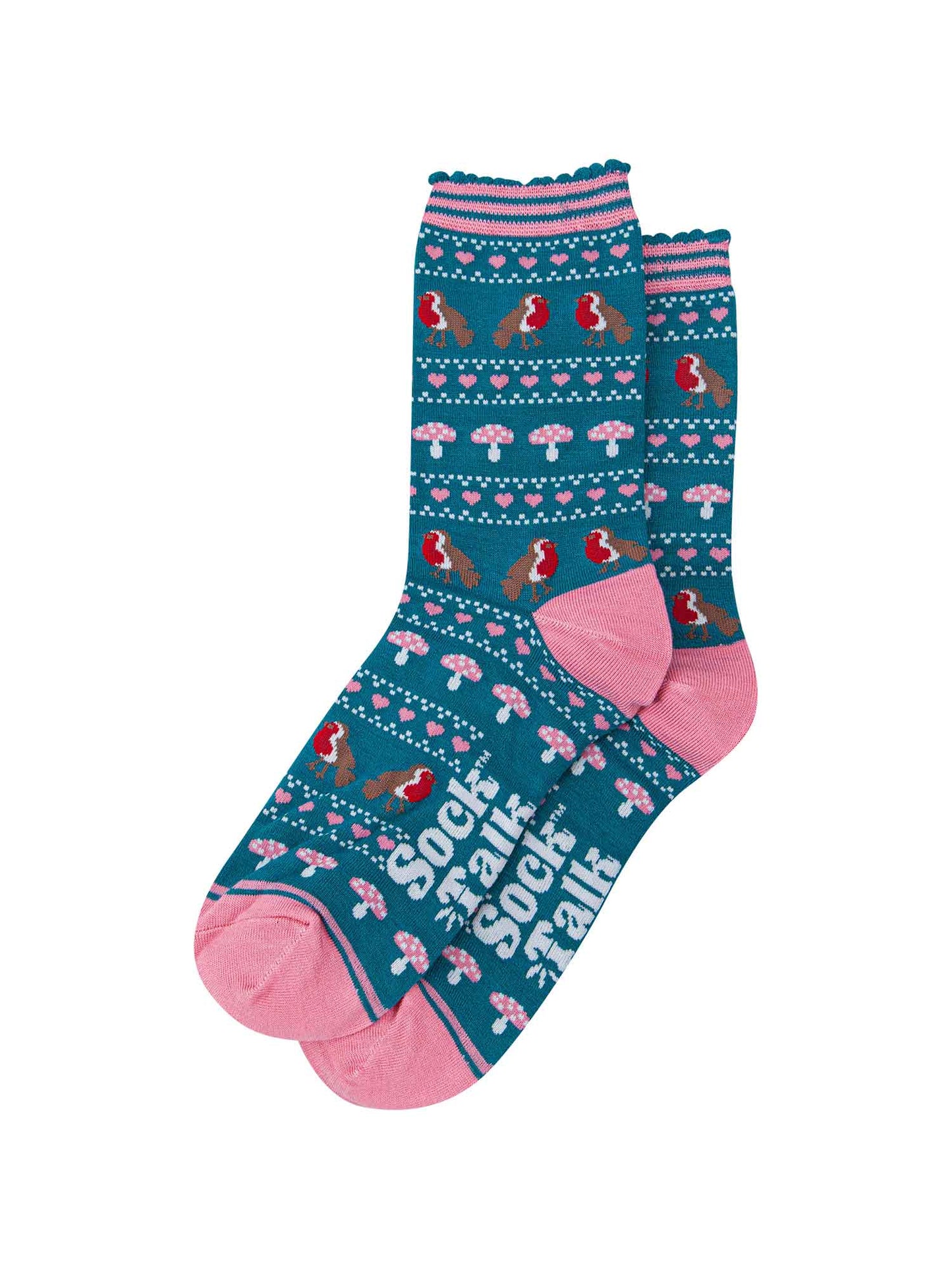 Robin Fair Isle Bamboo Socks in Teal