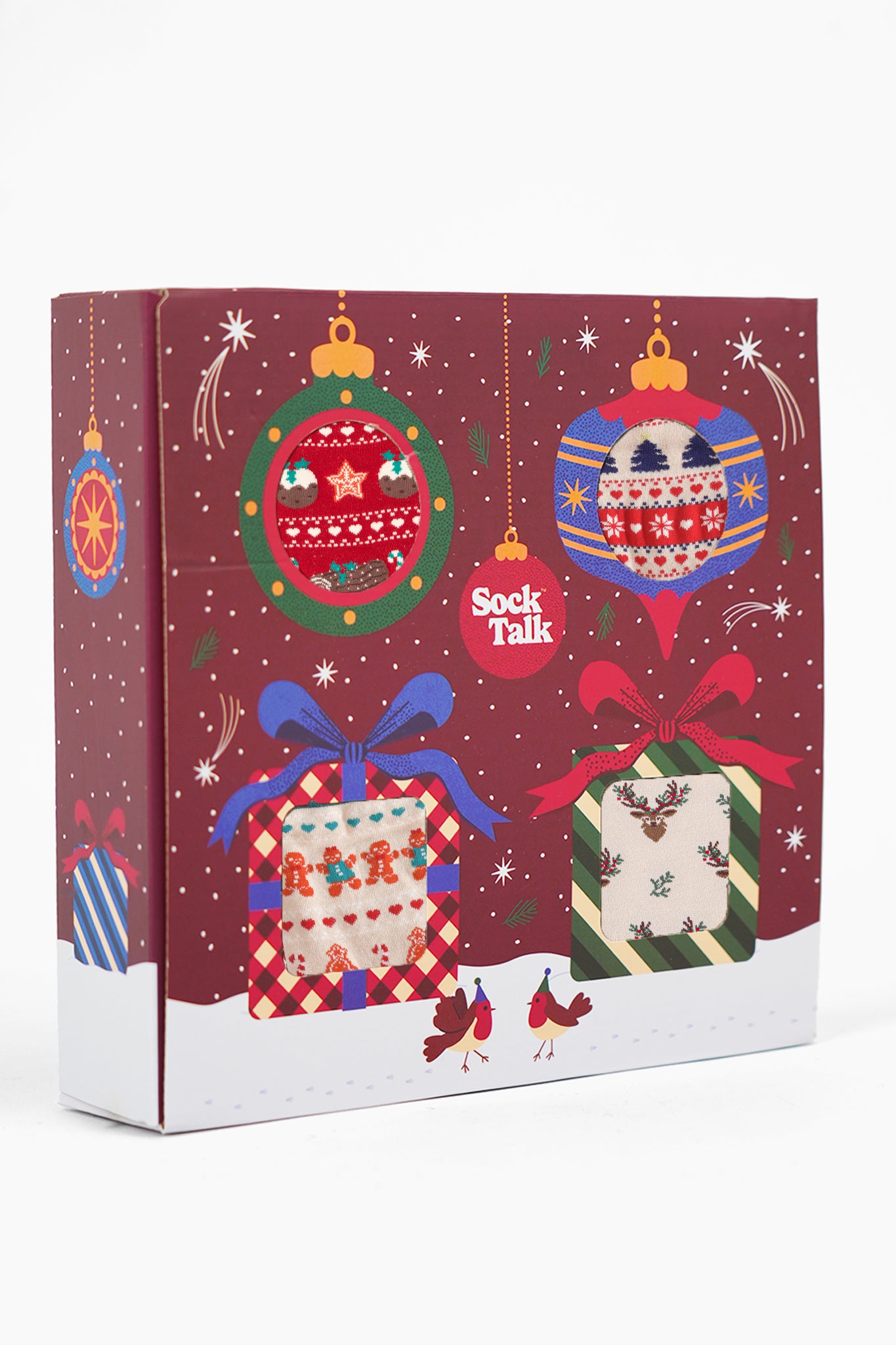 Women's Bamboo Ankle Socks Festive Gift Set - Cream/Red, Classic Christmas