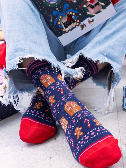 gingerbread-fair-isle-bamboo-socks-in-navy-and-red