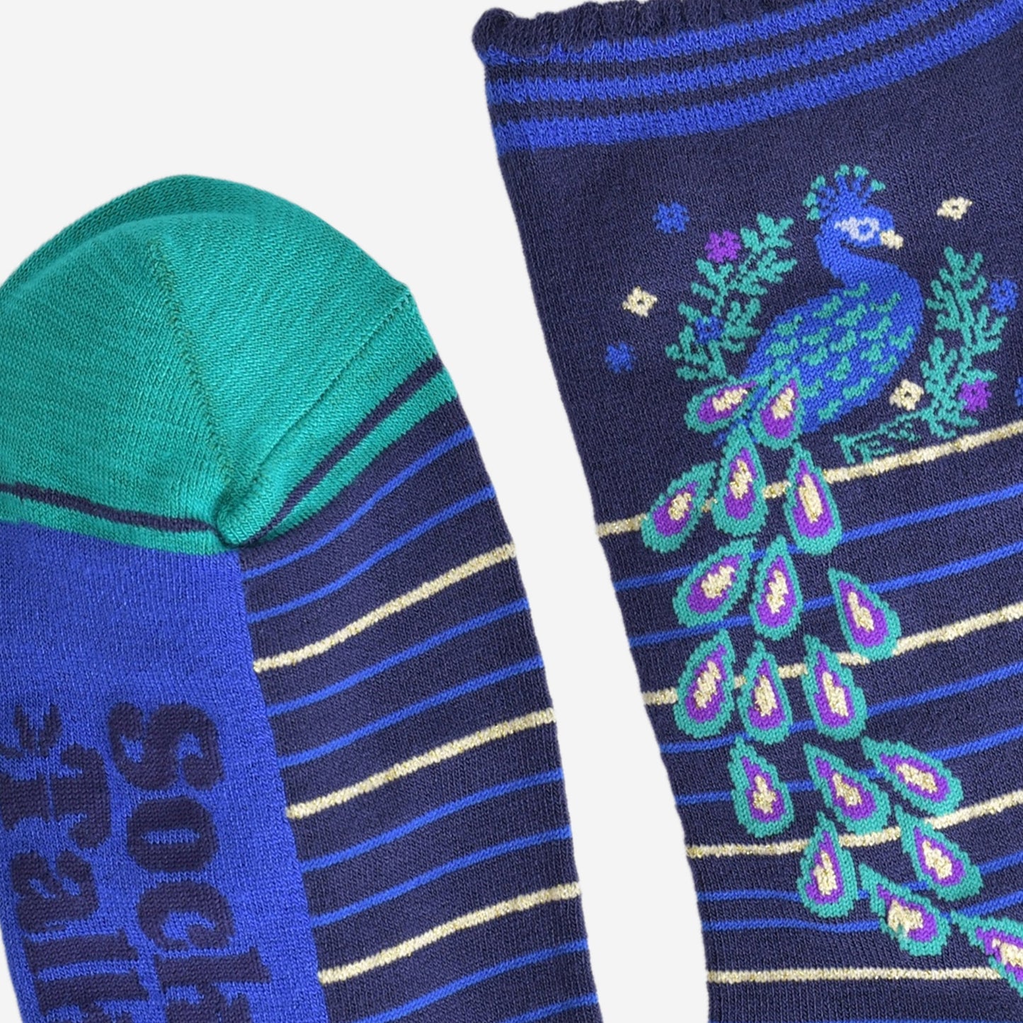 Women's Bamboo Socks - Navy Blue/Teal, Peacock Wreath