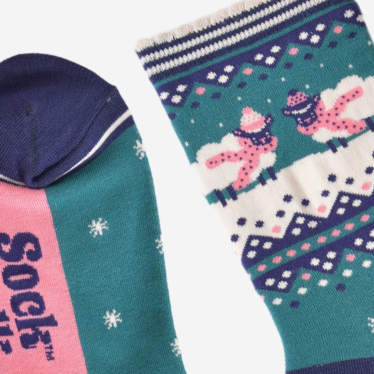 Women's Bamboo Socks - Green/Navy Blue, Sheep Fair Isle