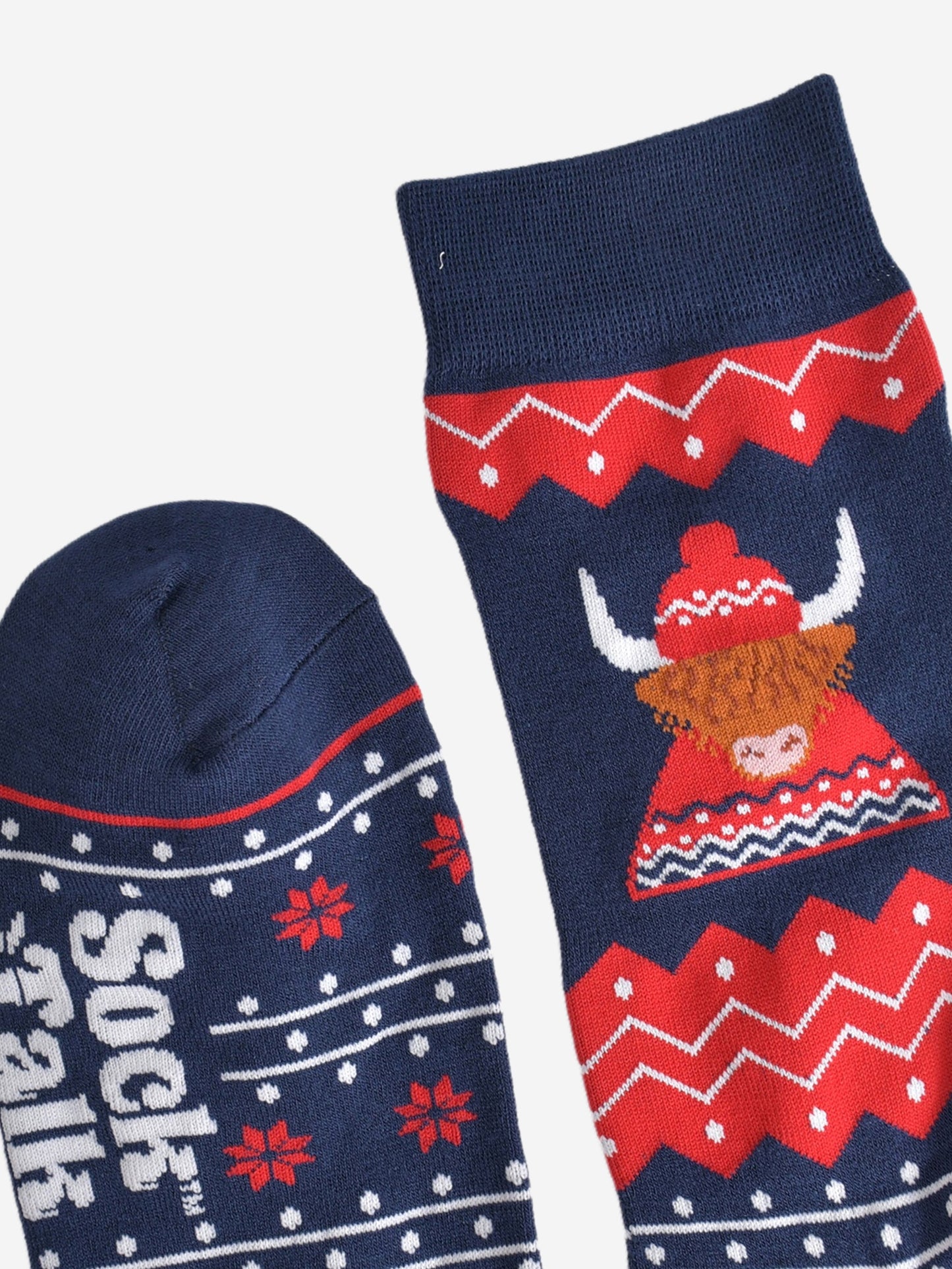 Men's Bamboo Socks - Red/Navy Blue, Highland Cow Hat and Jumper