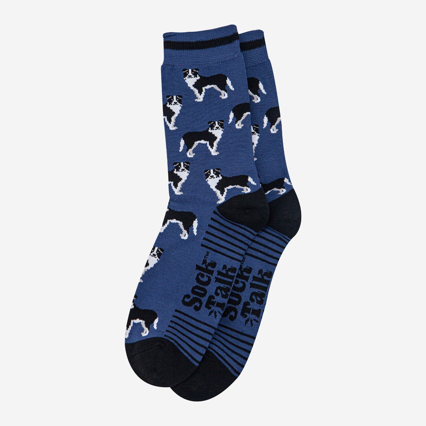 mens-bamboo-socks-denim-blue-black-border-collie-laying-flat