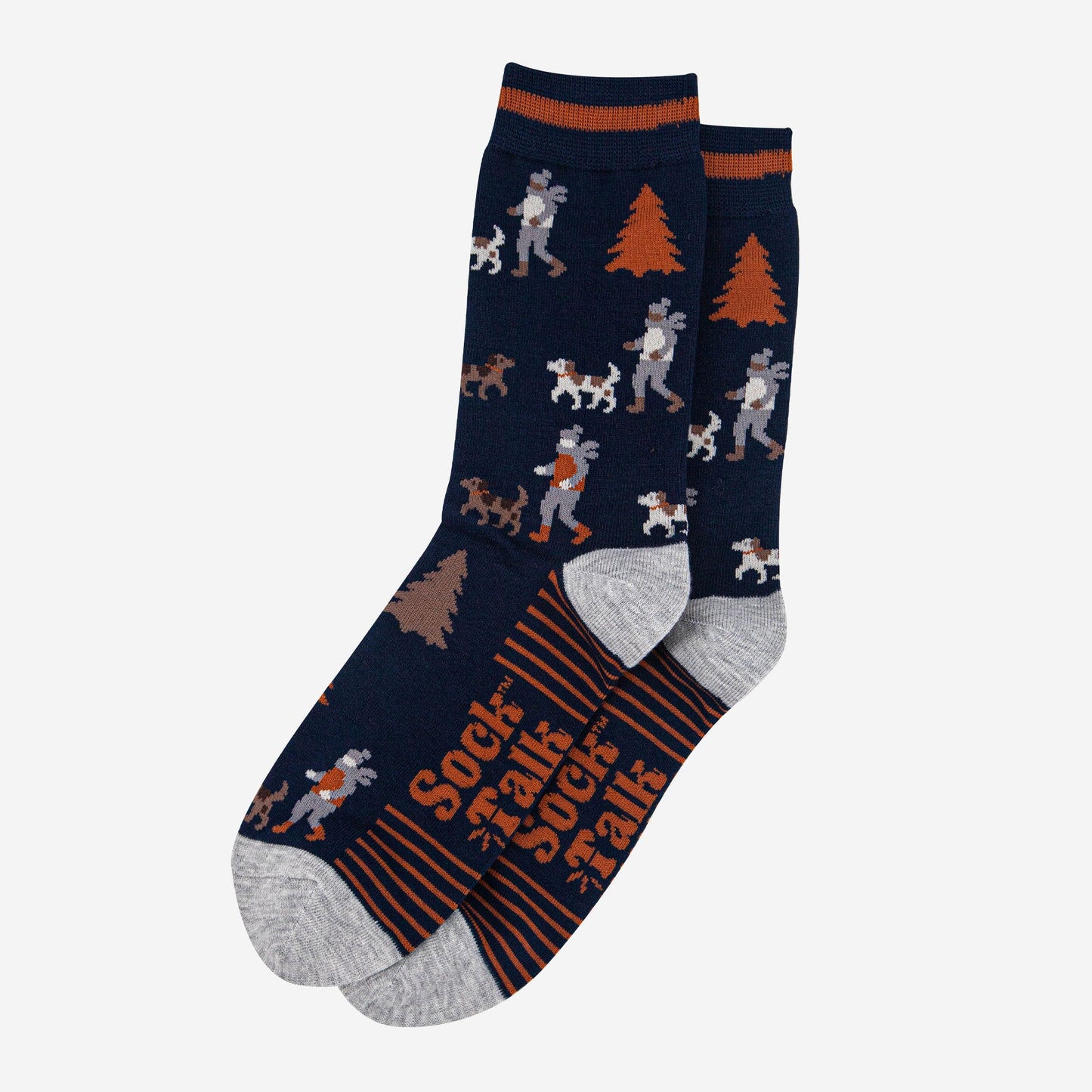 mens-bamboo-socks-navy-blue-light-grey-man-and-his-dog-laying-flat