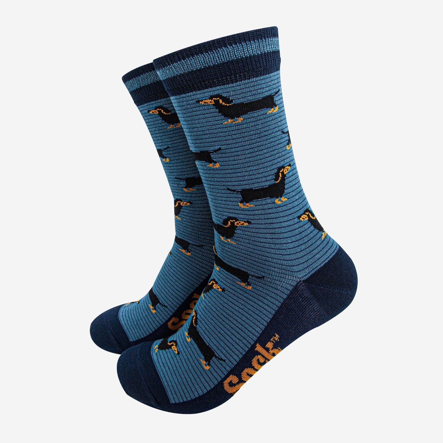 mens-bamboo-socks-denim-blue-navy-blue-sausage-dog-stripes-dachshunds