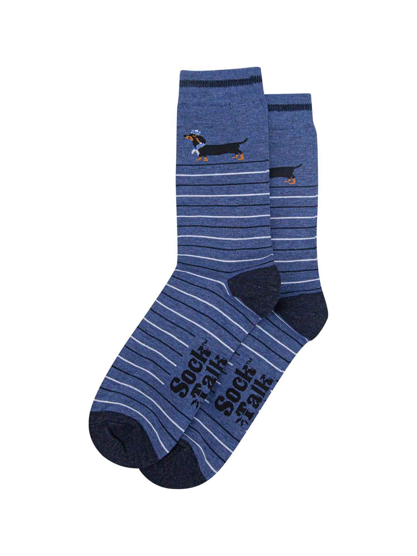 mens-bamboo-socks-denim-blue-sausage-dog-sailor-stripe-laying-flat