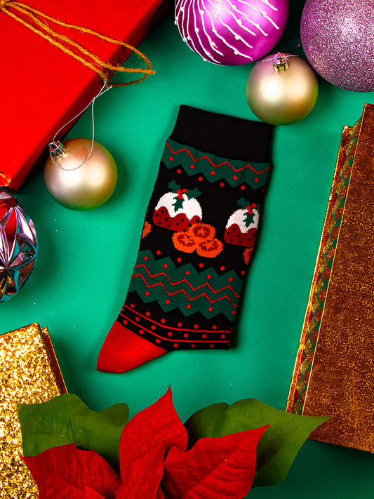 Christmas Treats Fair Isle Bamboo Socks in Black