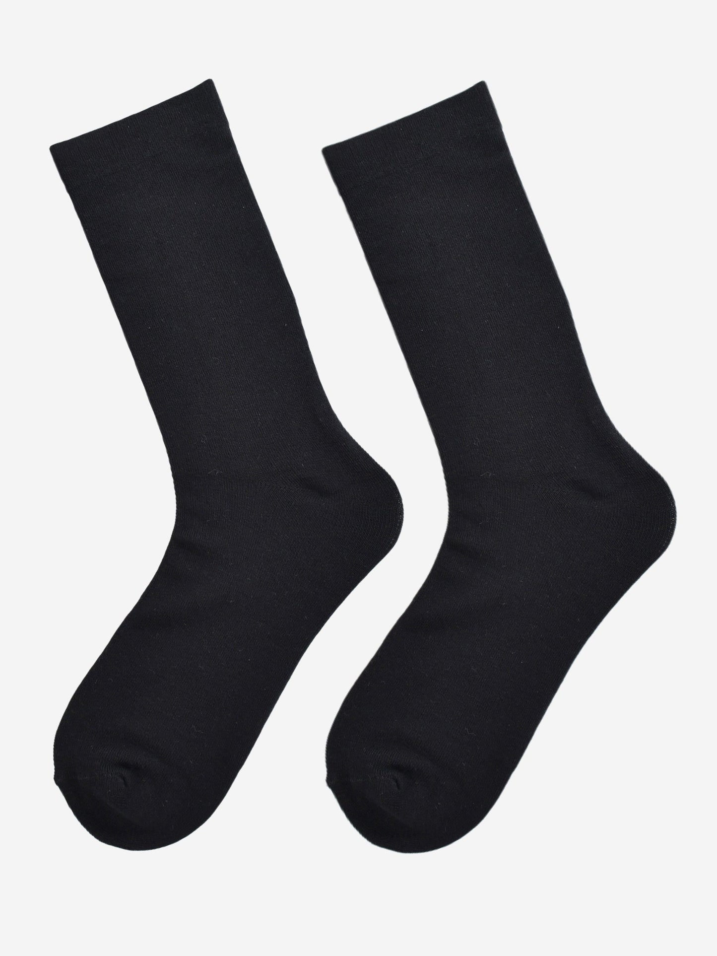 plain black bamboo socks laying flat, showing the all over consistent colour