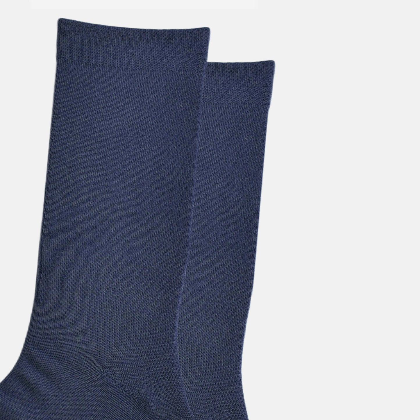close up of the plain navy blue bamboo socks