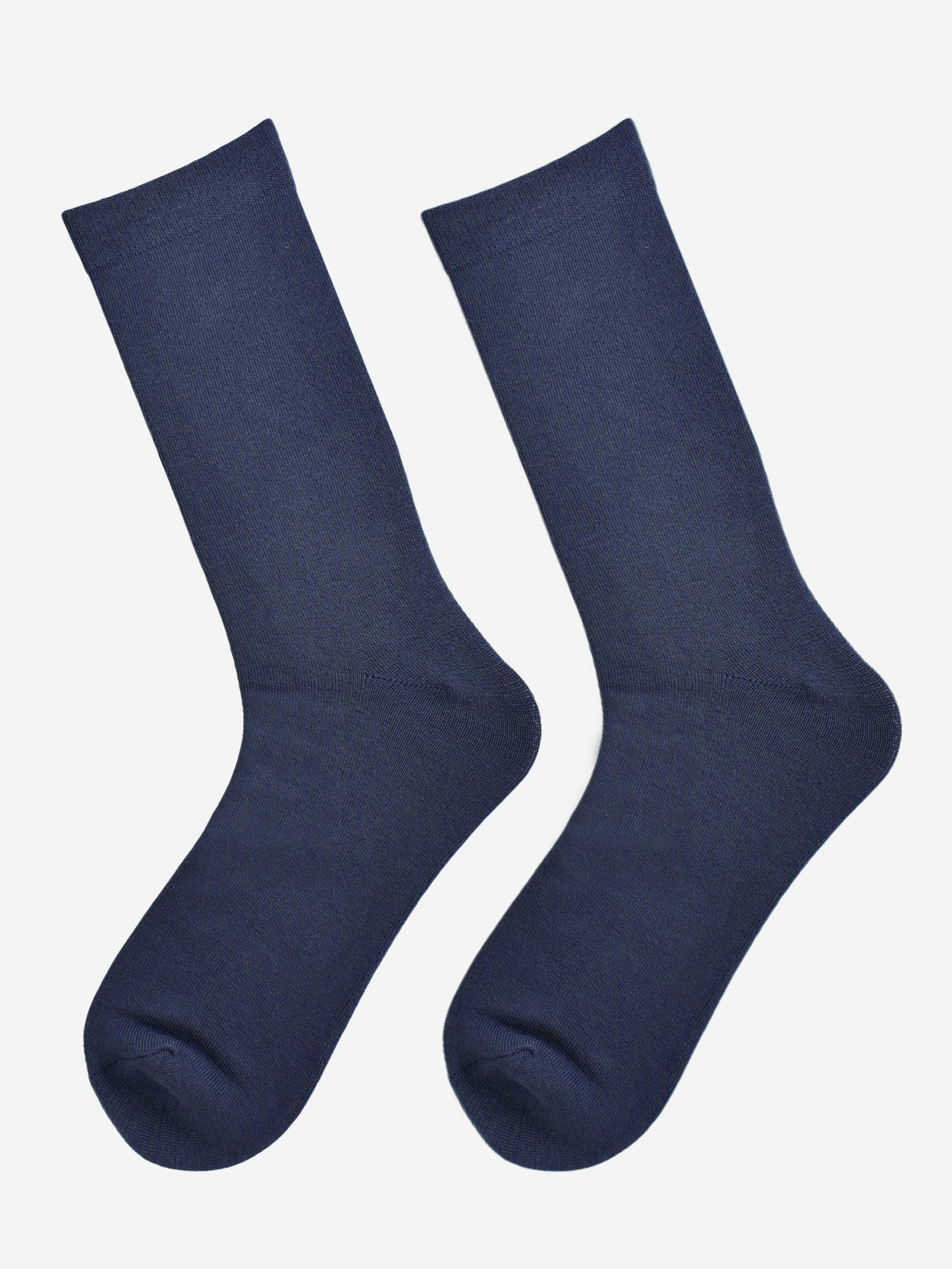navy blue bamboo socks laying flat, showing the all over consistent colour
