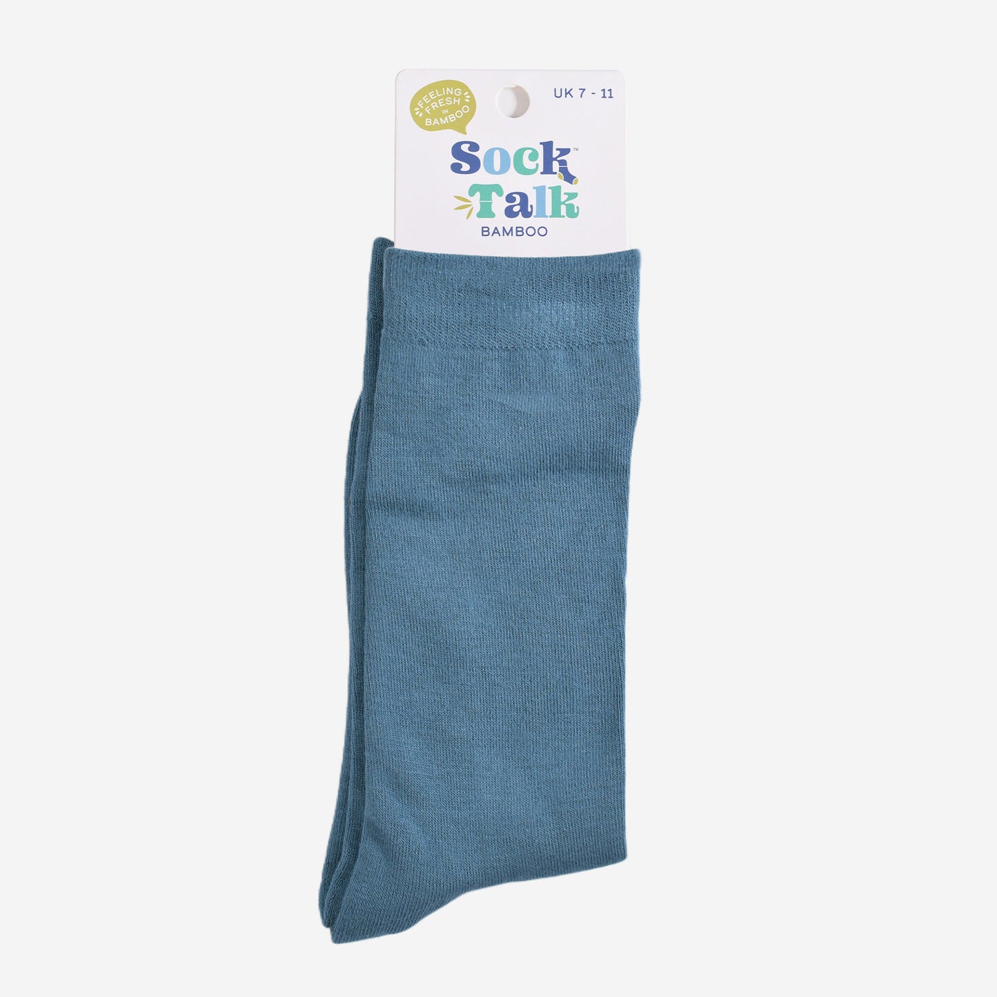 teal bamboo socks in their sock talk packaging, these socks are a uk size 7-11