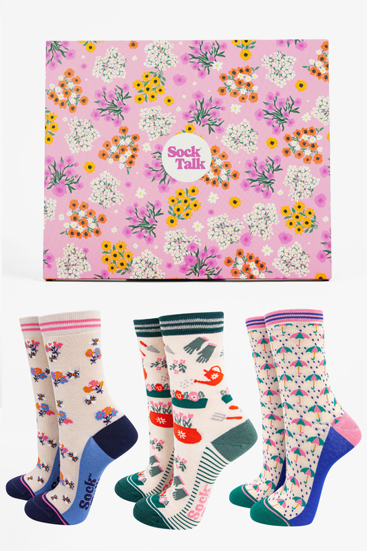 Women's Bamboo Ankle Socks Trio Gift Set - Cream/Pink, Gardening